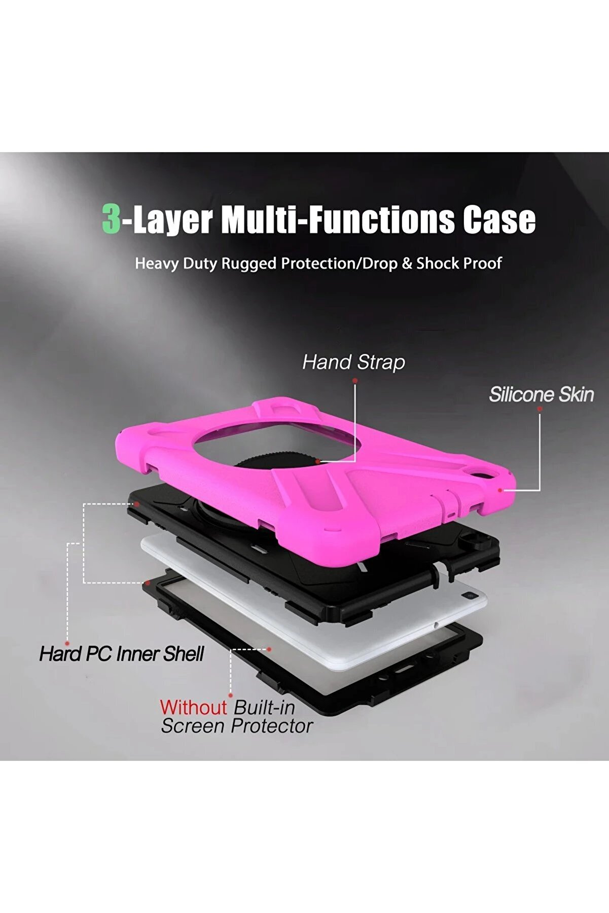 Samsung Galaxy T290 Tab A 8 Kılıf Amazi̇ng Tablet Kapak - Pembe - Dropx3263-6464