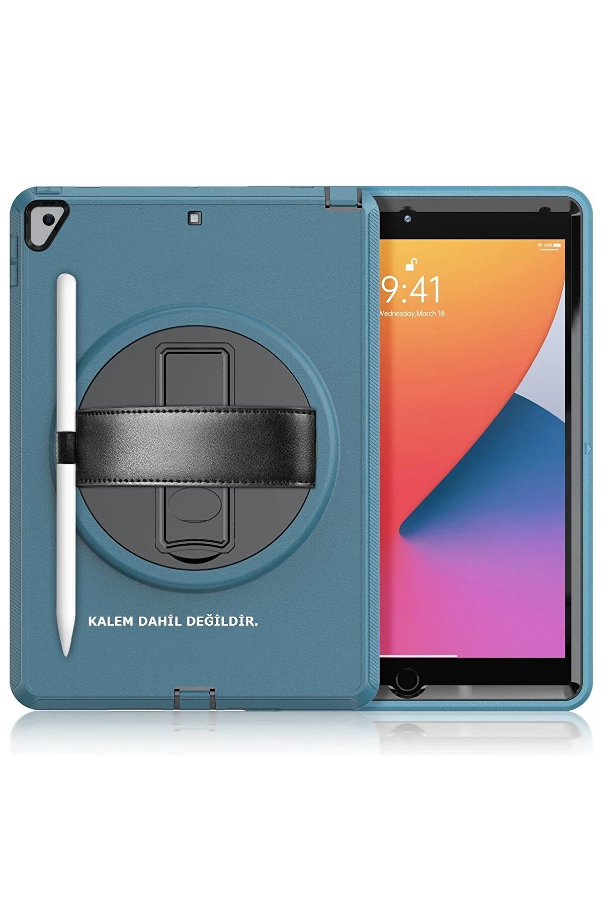 CepteToptan iPad 10.2 (7.nesil) Kılıf Hand Strap Tablet Kılıfı - Turkuaz - DROPX9059-6449