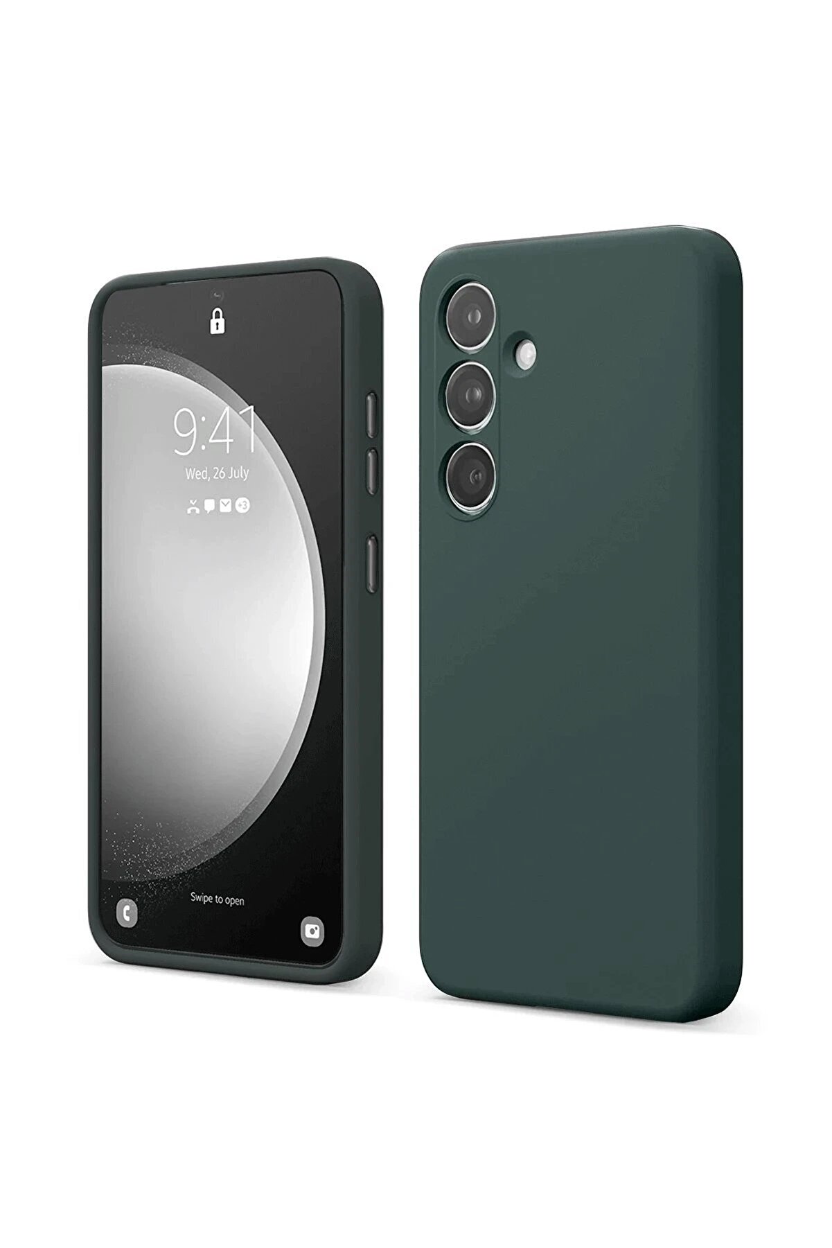 Toptan Bulurum Newface Samsung Galaxy S24 FE Kılıf First Silikon - Koyu Yeşil