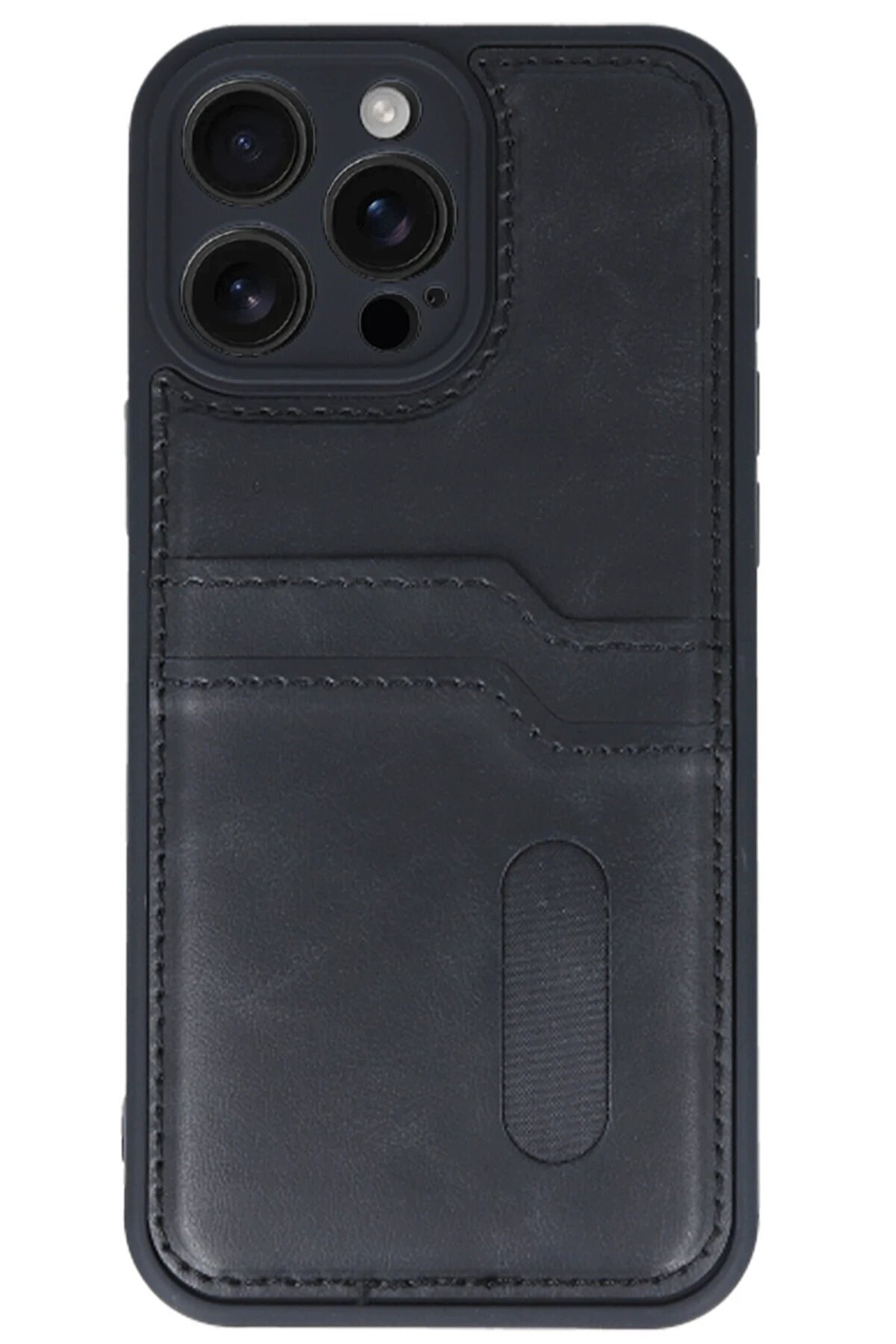 İphone 16 Pro Kılıf Sara Kartvi̇zi̇tli̇ Deri̇ Kılıf - Si̇yah - Dropx8957-8366