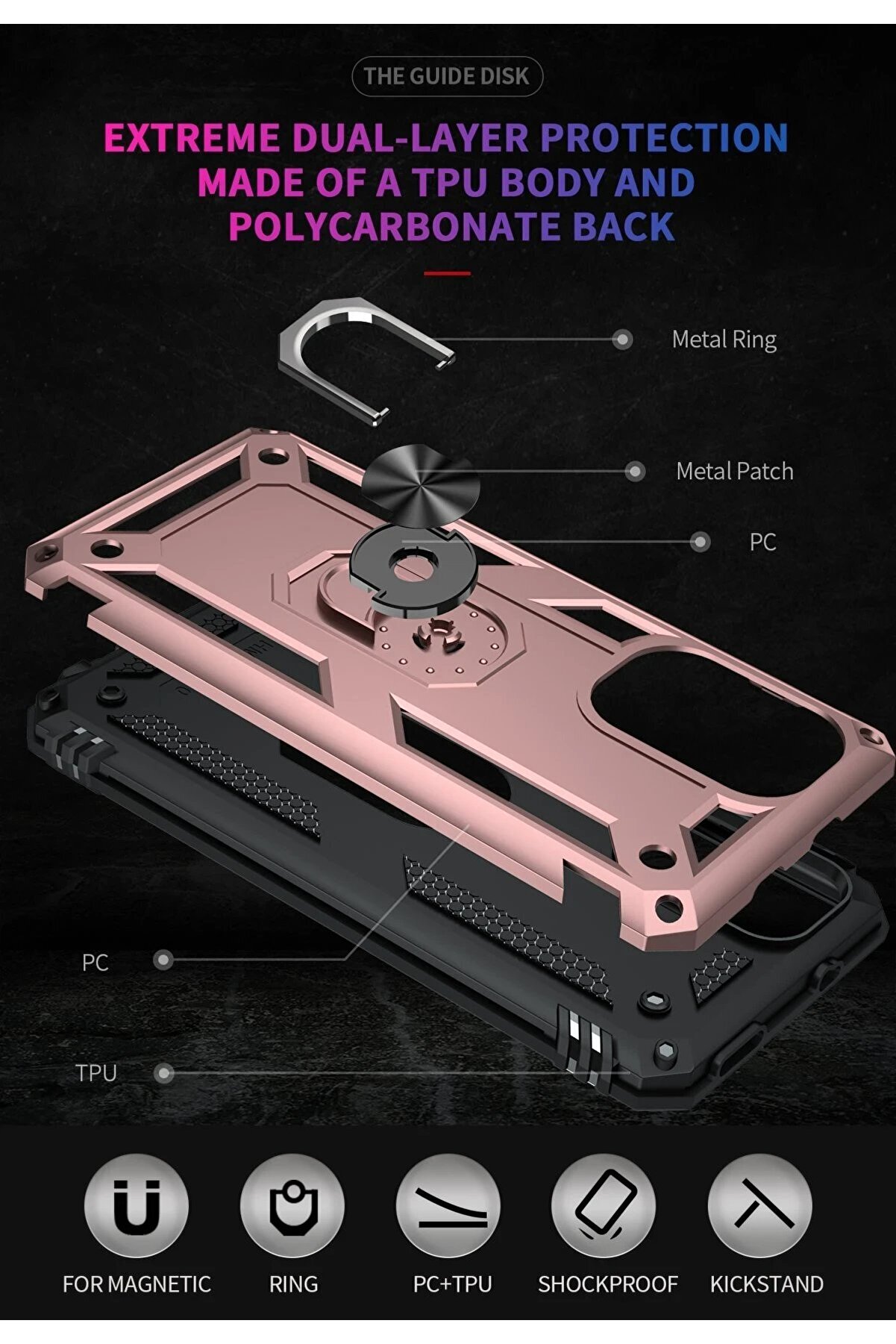 Xi̇aomi̇ Poco F3 Kılıf Sofya Yüzüklü Si̇li̇kon Kapak - Rose - Dropx9307-1951