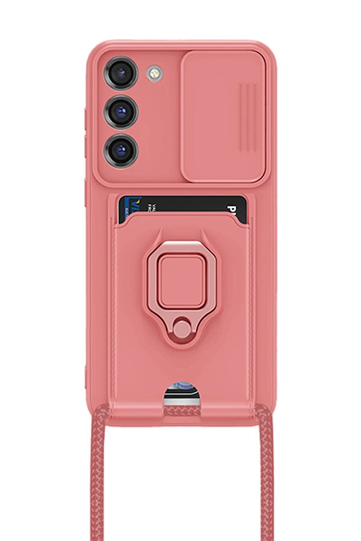 Samsung Galaxy S24 Plus Kılıf Zuma Kartvi̇zi̇tli̇ Yüzüklü Si̇li̇kon - Pembe - Dropx3787-1562