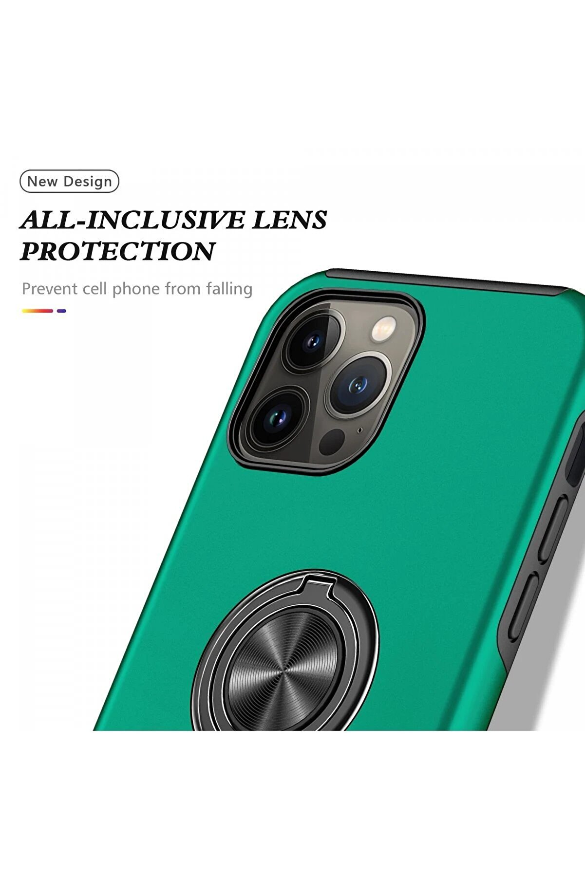 İphone 13 Pro Kılıf Eli̇t Yüzüklü Kapak - Yeşi̇l - Dropx5828-7679