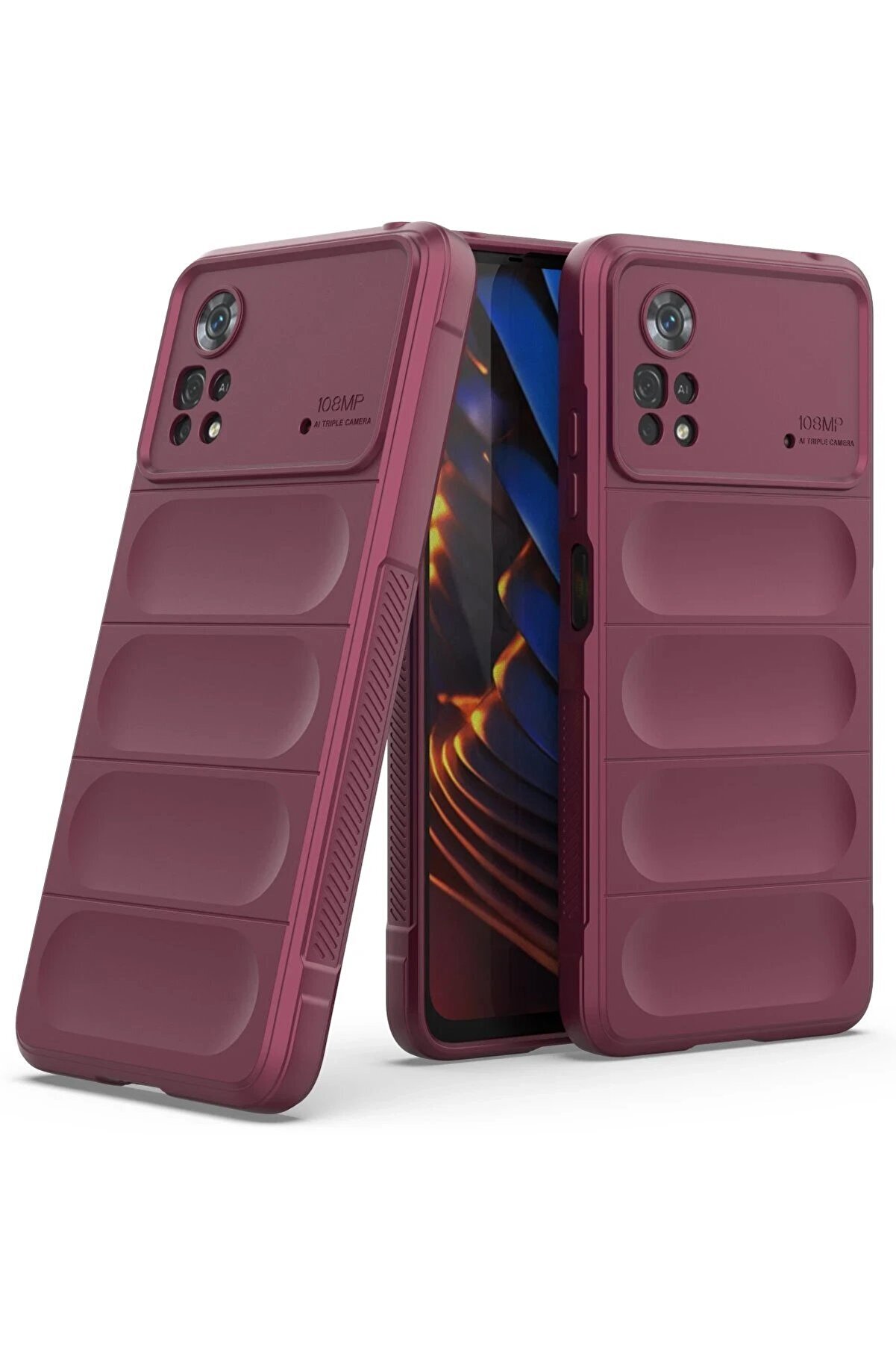 Xi̇aomi̇ Poco X4 Pro 5G Kılıf Opti̇mum Si̇li̇kon - Bordo - Dropx6233-5818