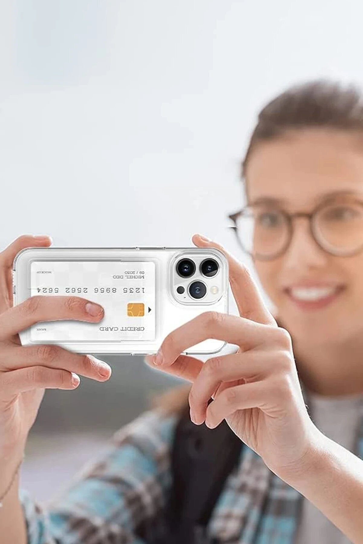 İphone 14 Pro Max Kılıf Kart Şeffaf Si̇li̇kon - Şeffaf - Dropx5157-8504