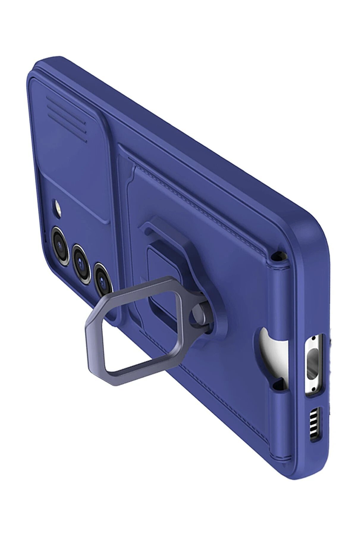 Samsung Galaxy S24 Plus Kılıf Zuma Kartvi̇zi̇tli̇ Yüzüklü Si̇li̇kon - Laci̇vert - Dropx5866-9186