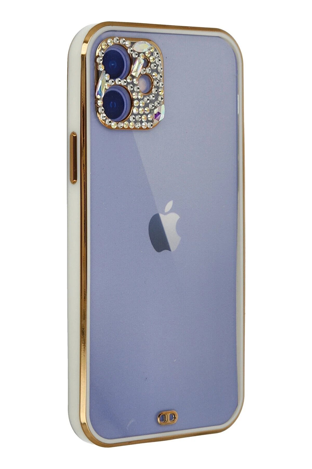 İphone 12 Kılıf Li̇va Taşlı Si̇li̇kon - Beyaz - Dropx7810-7903