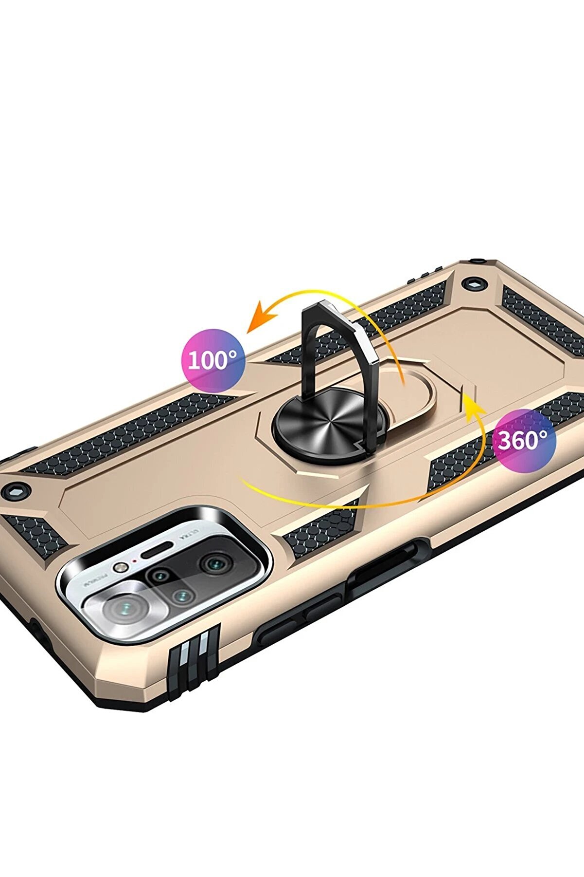 Xi̇aomi̇ Redmi̇ Note 10 Pro Kılıf Sofya Yüzüklü Si̇li̇kon Kapak - Gold - Dropx2476-1552