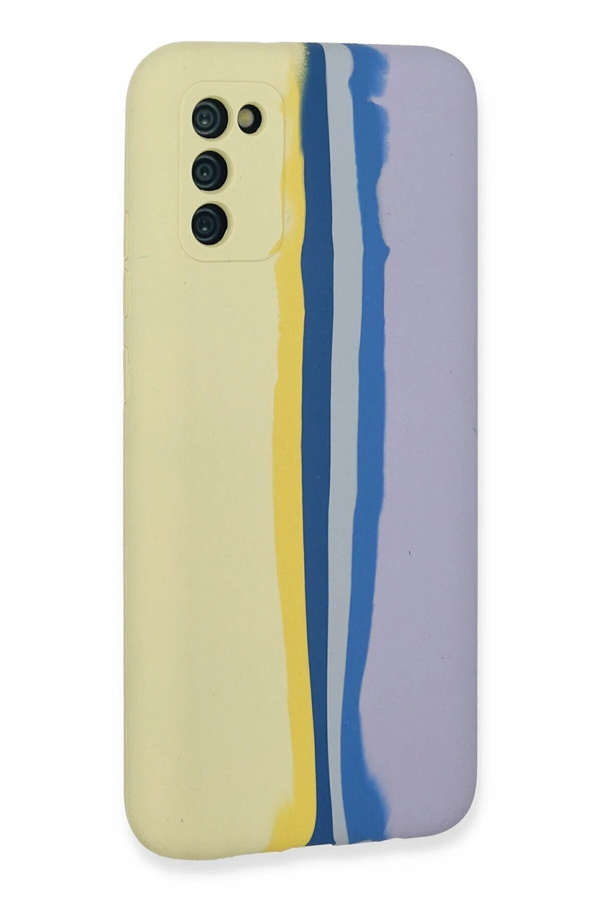 Samsung Galaxy A03S Kılıf Ebruli̇ Lansman Si̇li̇kon - Sarı-Li̇la - Dropx3569-2549