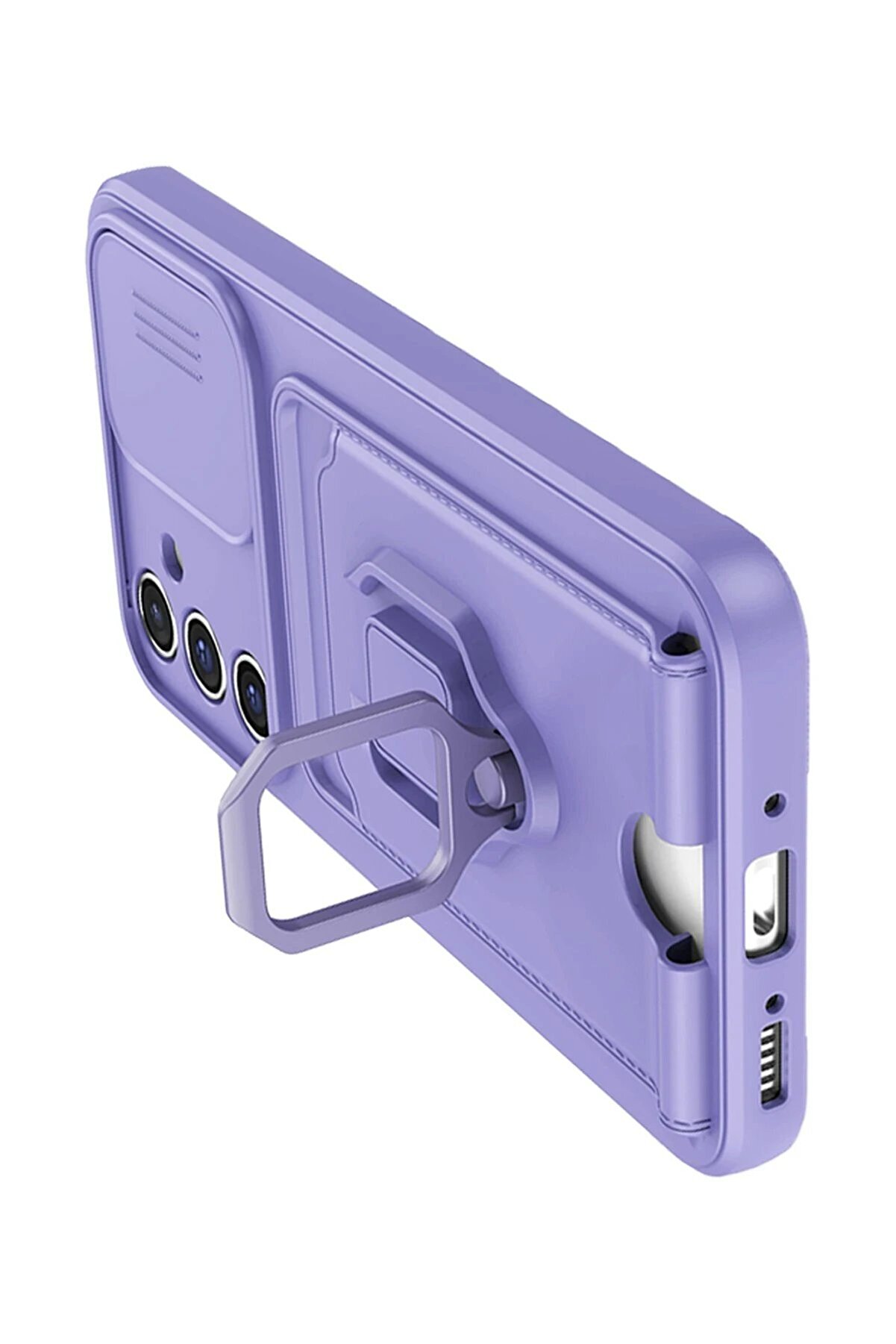 Samsung Galaxy A05S Kılıf Zuma Kartvi̇zi̇tli̇ Yüzüklü Si̇li̇kon - Li̇la - Dropx1686-4930