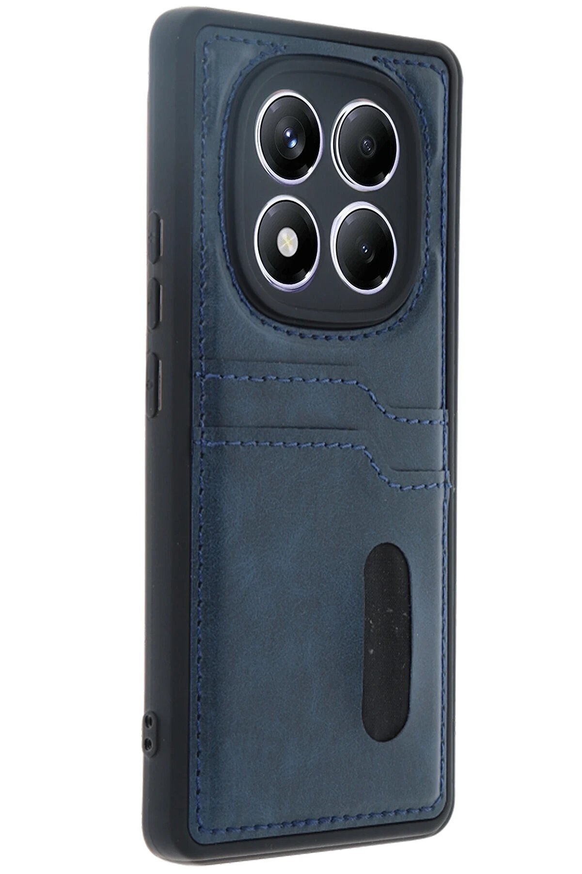 CepteToptan Newface Xiaomi Redmi Note 14 Pro 5G Kılıf Sara Kartvizitli Deri Kılıf - Lacivert