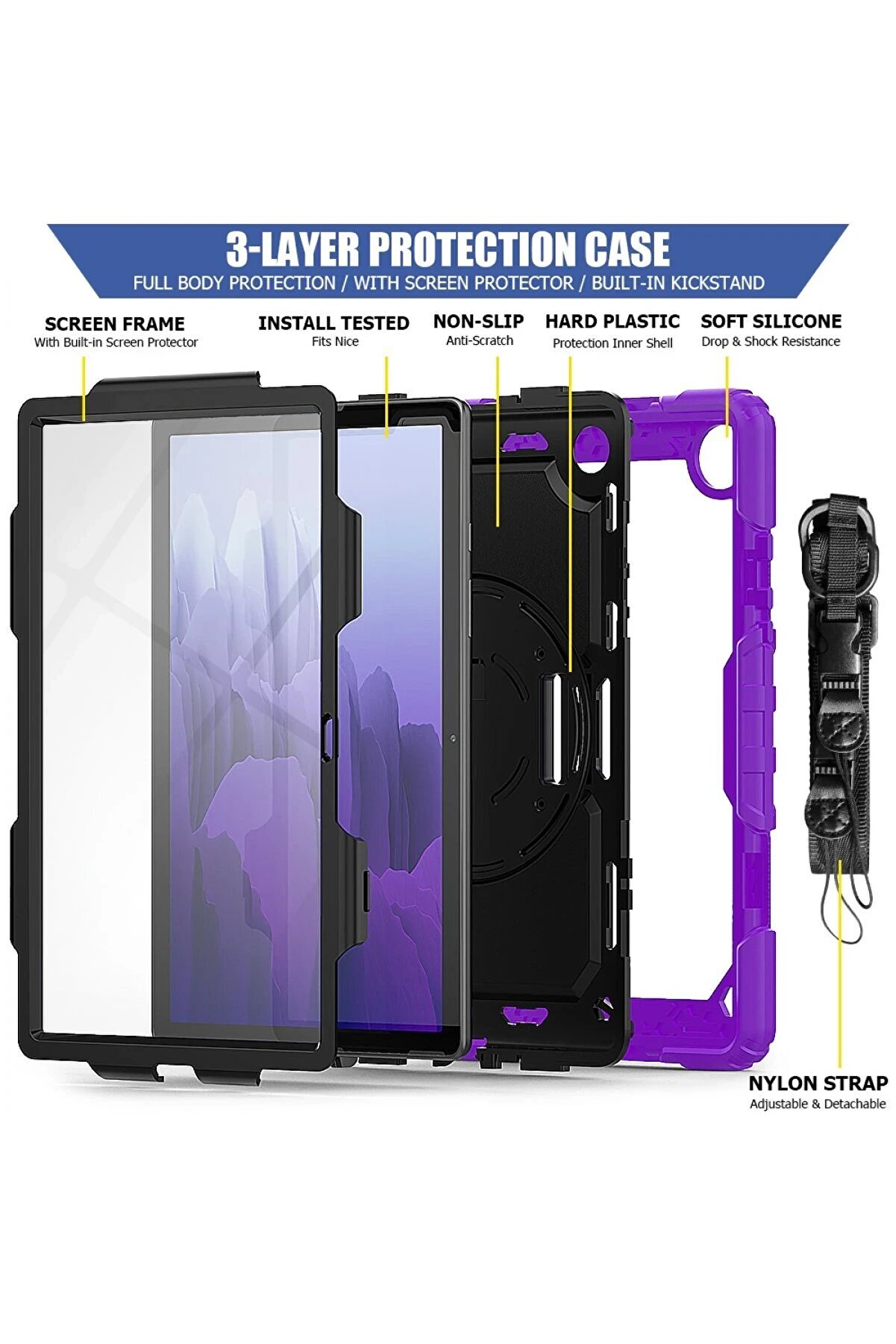 Samsung Galaxy Tab A7 10.4 Kılıf Pars Tablet Kapak - Mor - Dropx7120-6267