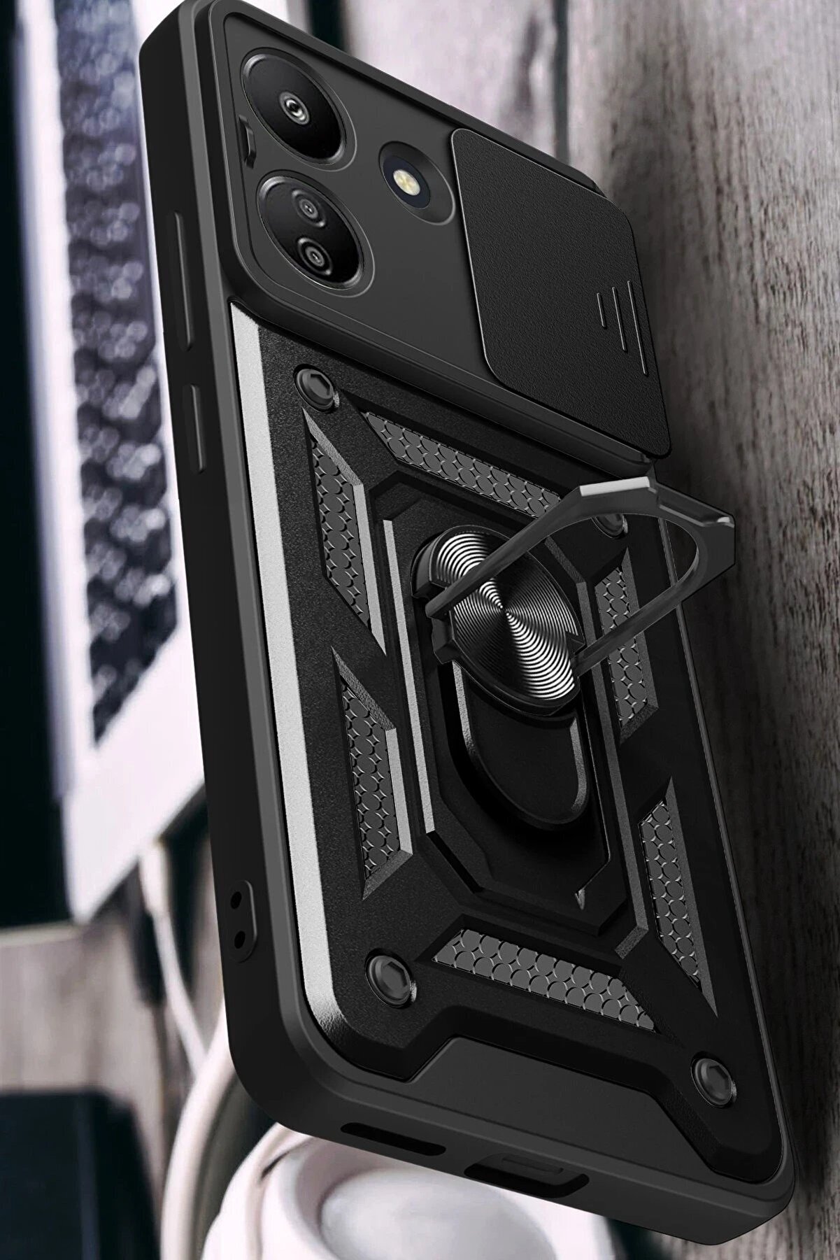 Xi̇aomi̇ Redmi̇ 13C Kılıf Pars Lens Yüzüklü Si̇li̇kon - Yeşi̇l - Dropx5143-3124