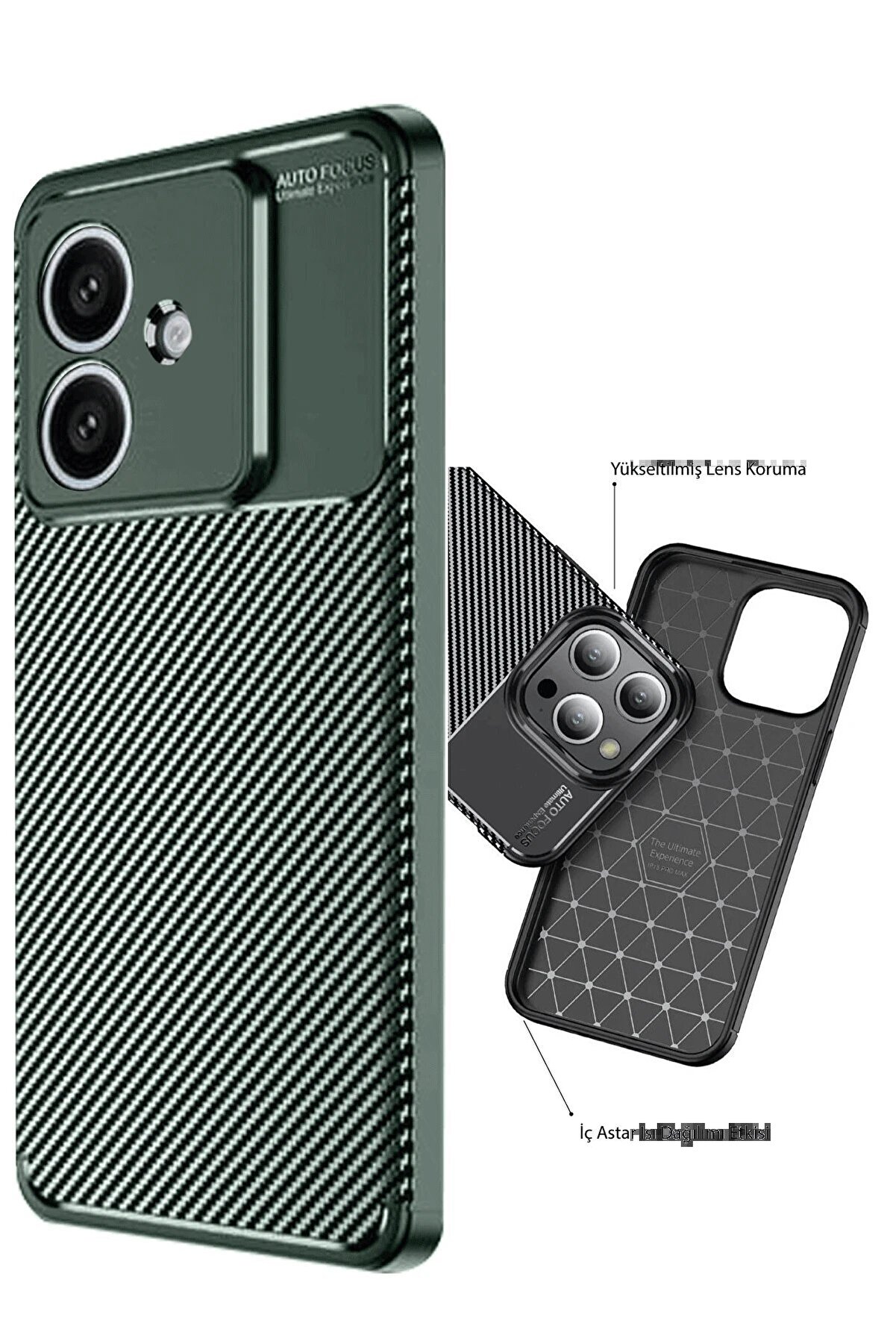 Oppo A3 Kılıf Auto Focus Karbon Kapak - Koyu Yeşi̇l - Dropx1810-8714