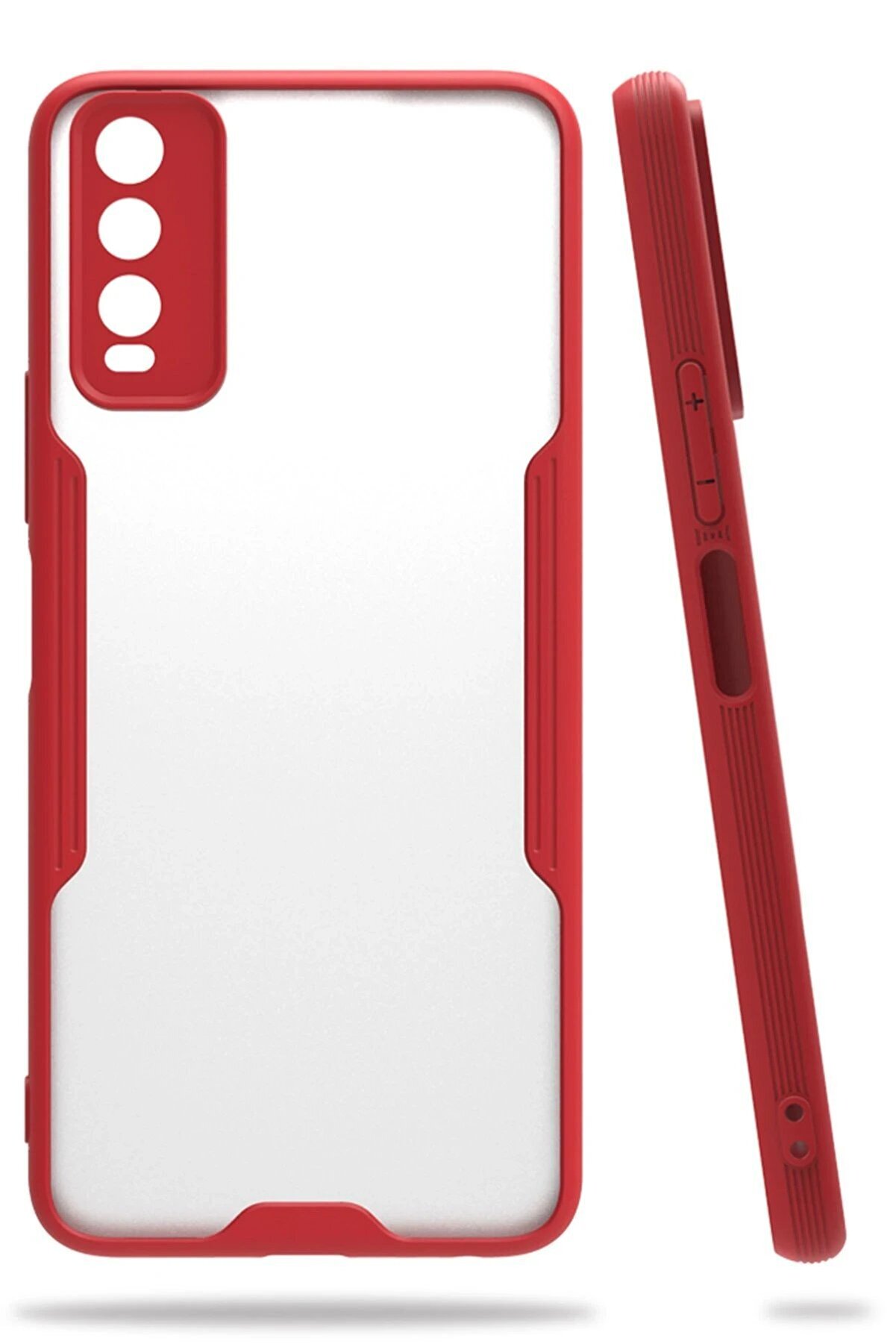 CepteToptan Vivo Y11S Kılıf Platin Silikon - Kırmızı - DROPX1831-3494