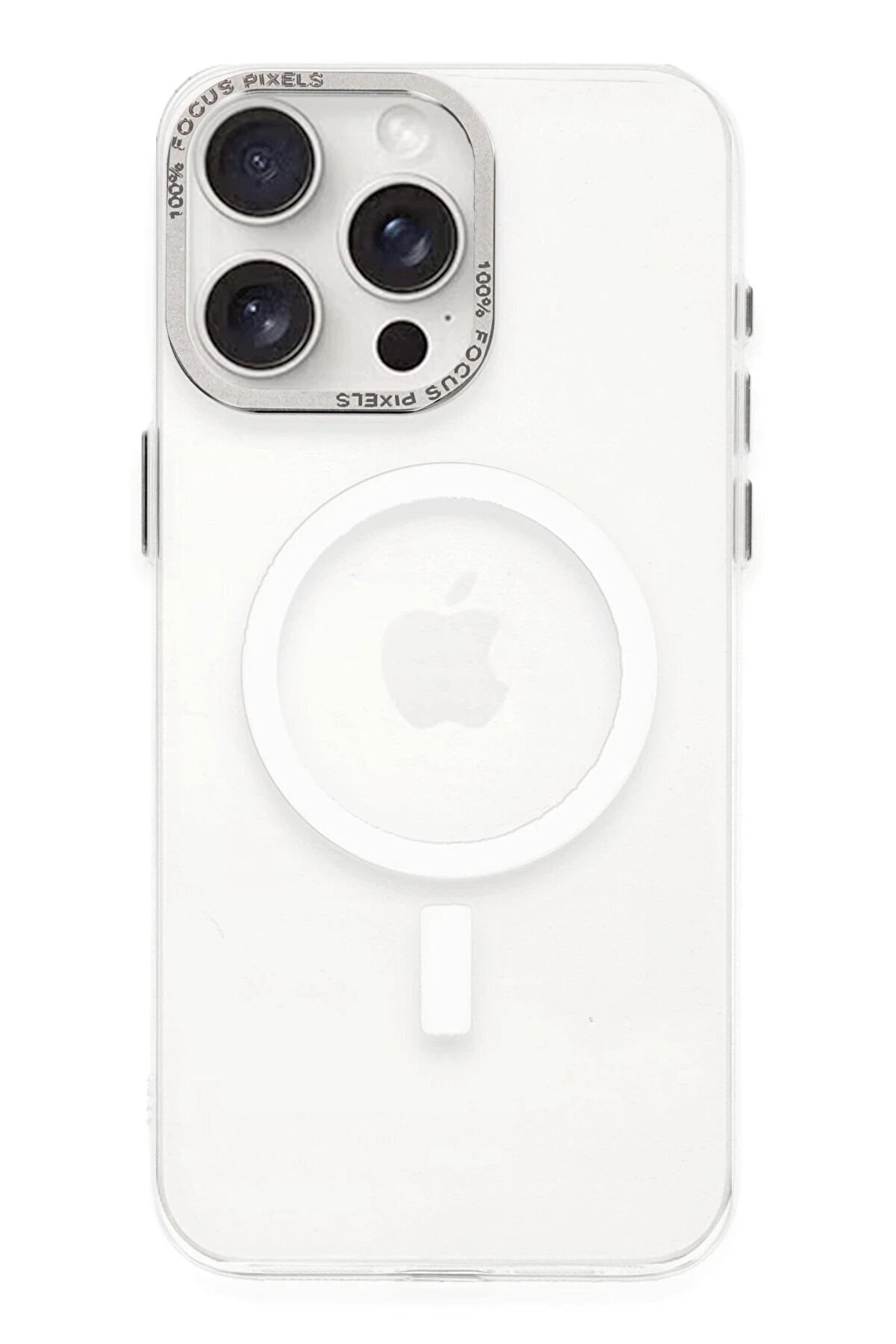 CepteToptan iPhone 15 Pro Kılıf Anka PC Magneticsafe Sert Metal Kapak - Şeffaf - DROPX1707-3058