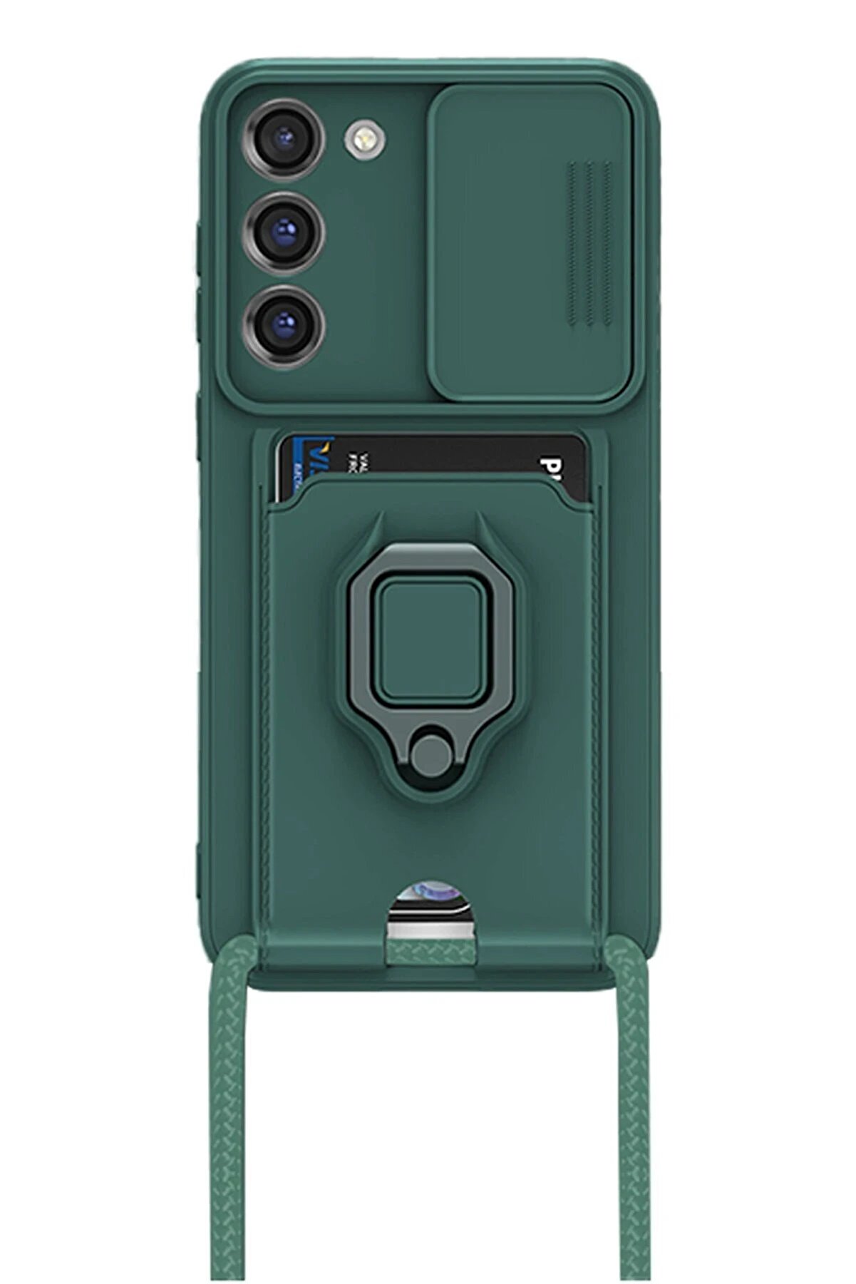 Samsung Galaxy S24 Plus Kılıf Zuma Kartvi̇zi̇tli̇ Y&uuml;z&uuml;kl&uuml; Si̇li̇kon - Yeşi̇l - Dropx9434-4553