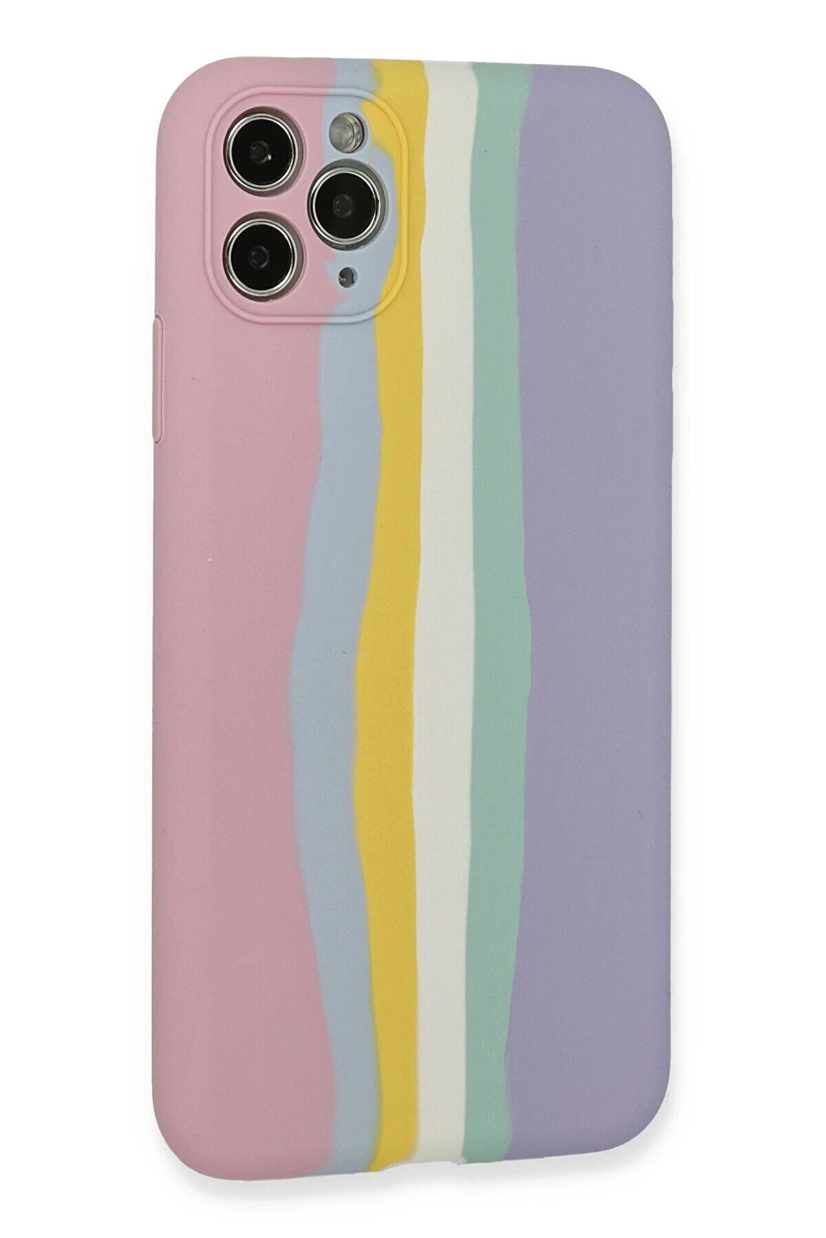 İphone 11 Pro Kılıf Ebruli̇ Lansman Si̇li̇kon - Pembe-Li̇la - Dropx9518-2931