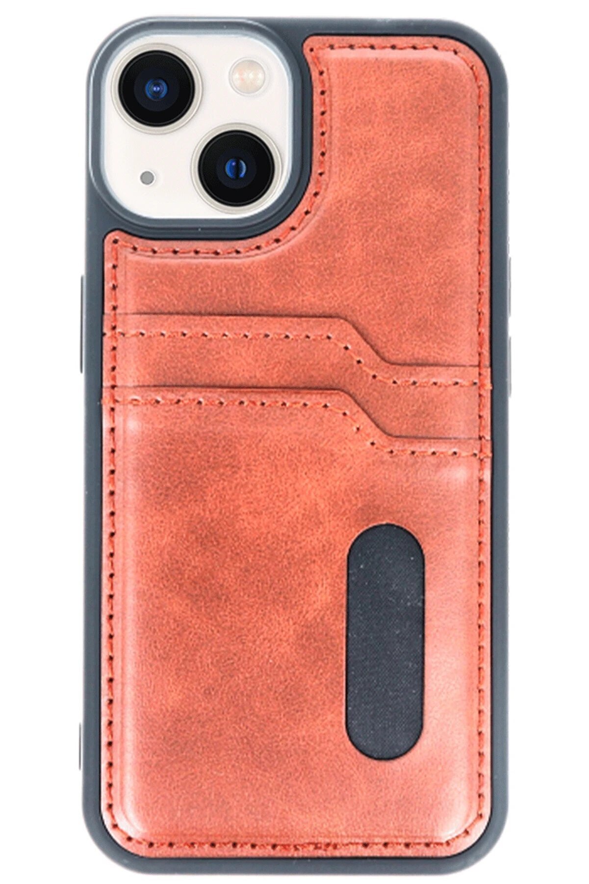 İphone 14 Kılıf Sara Kartvi̇zi̇tli̇ Deri̇ Kılıf - Taba - Dropx8699-2830