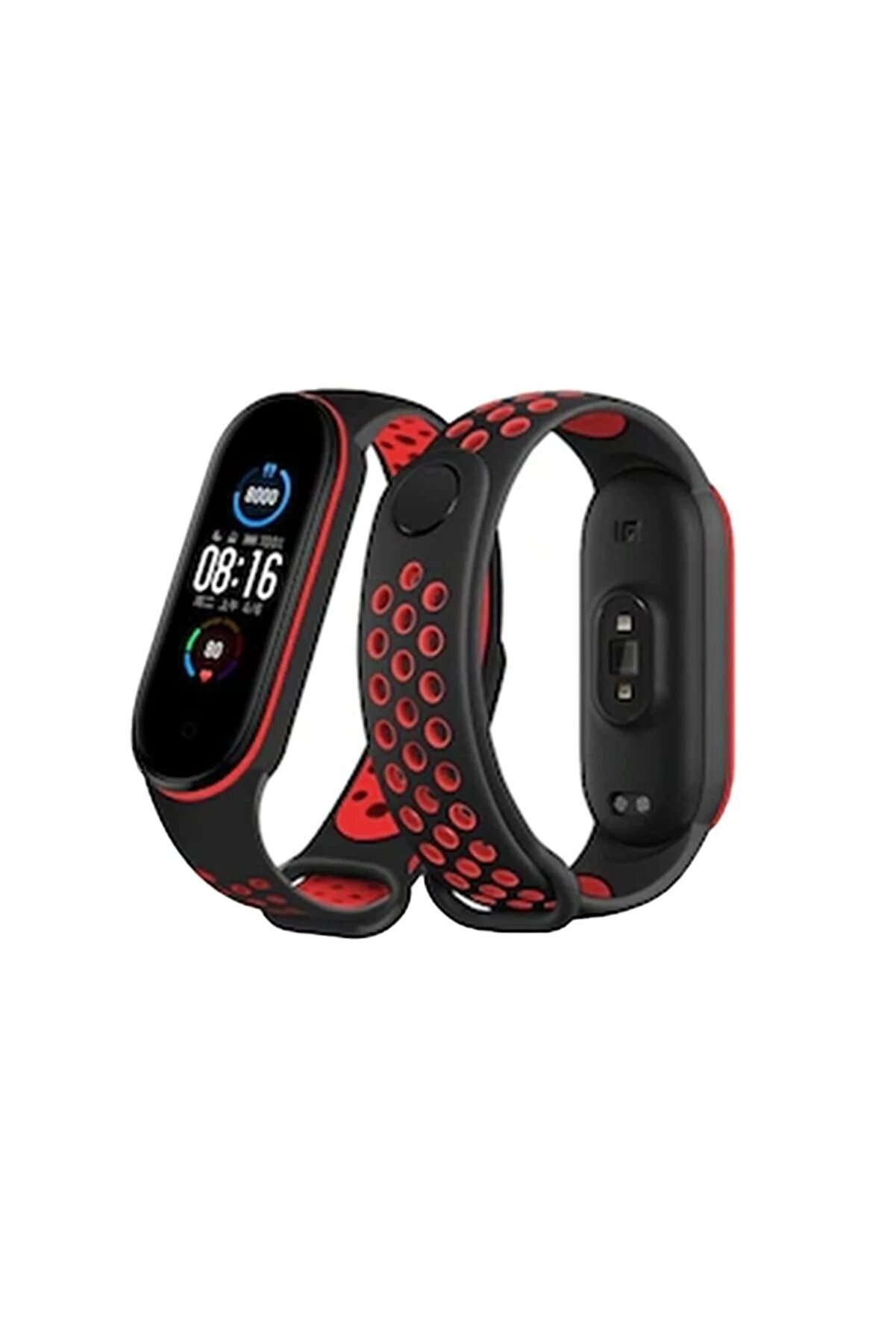 CepteToptan Xiaomi Mi Band 6 Spor Delikli Kordon - Siyah-Kırmızı - DROPX8899-7834