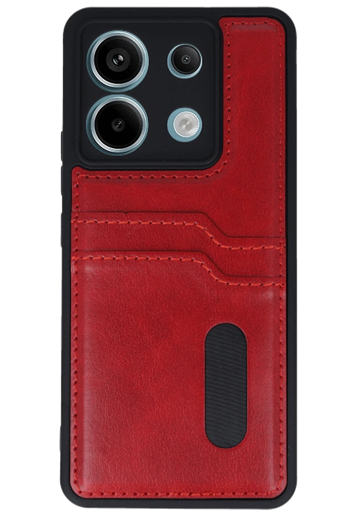 Xi̇aomi̇ Redmi̇ Note 13 Pro 5G Kılıf Sara Kartvi̇zi̇tli̇ Deri̇ Kılıf - Kırmızı - Dropx4862-4106