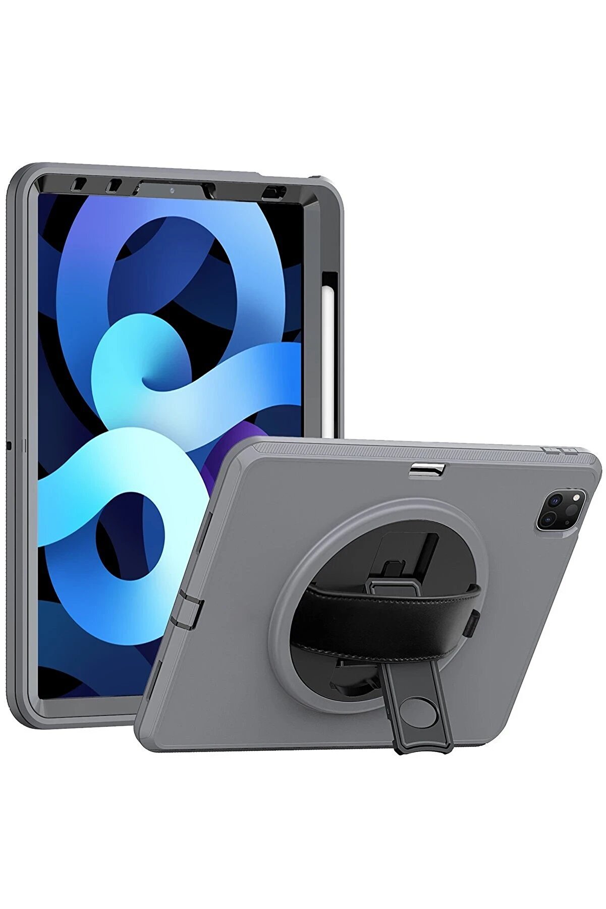 CepteToptan iPad Pro 11 (2018) Kılıf Hand Strap Tablet Kılıfı - Gri - DROPX7563-2400