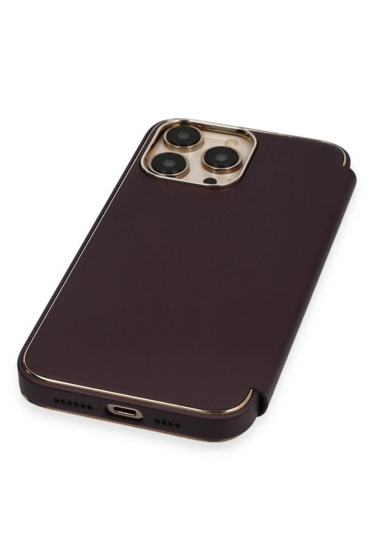 İphone 14 Pro Max Kılıf Dolpi̇n Kapaklı - Deri̇n Mor - Dropx7263-8883