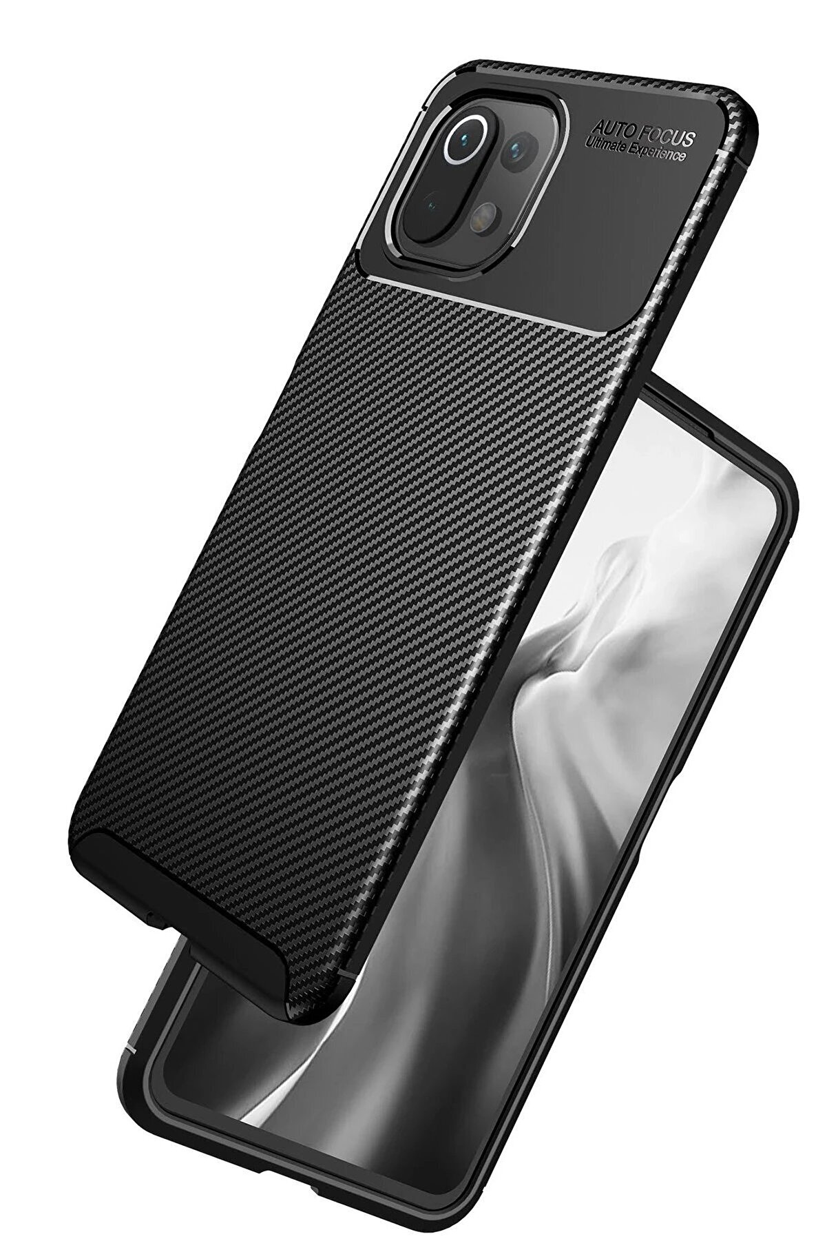 Xi̇aomi̇ Mi̇ 11 Li̇te Kılıf Auto Focus Karbon Kapak - Si̇yah - Dropx7793-1733