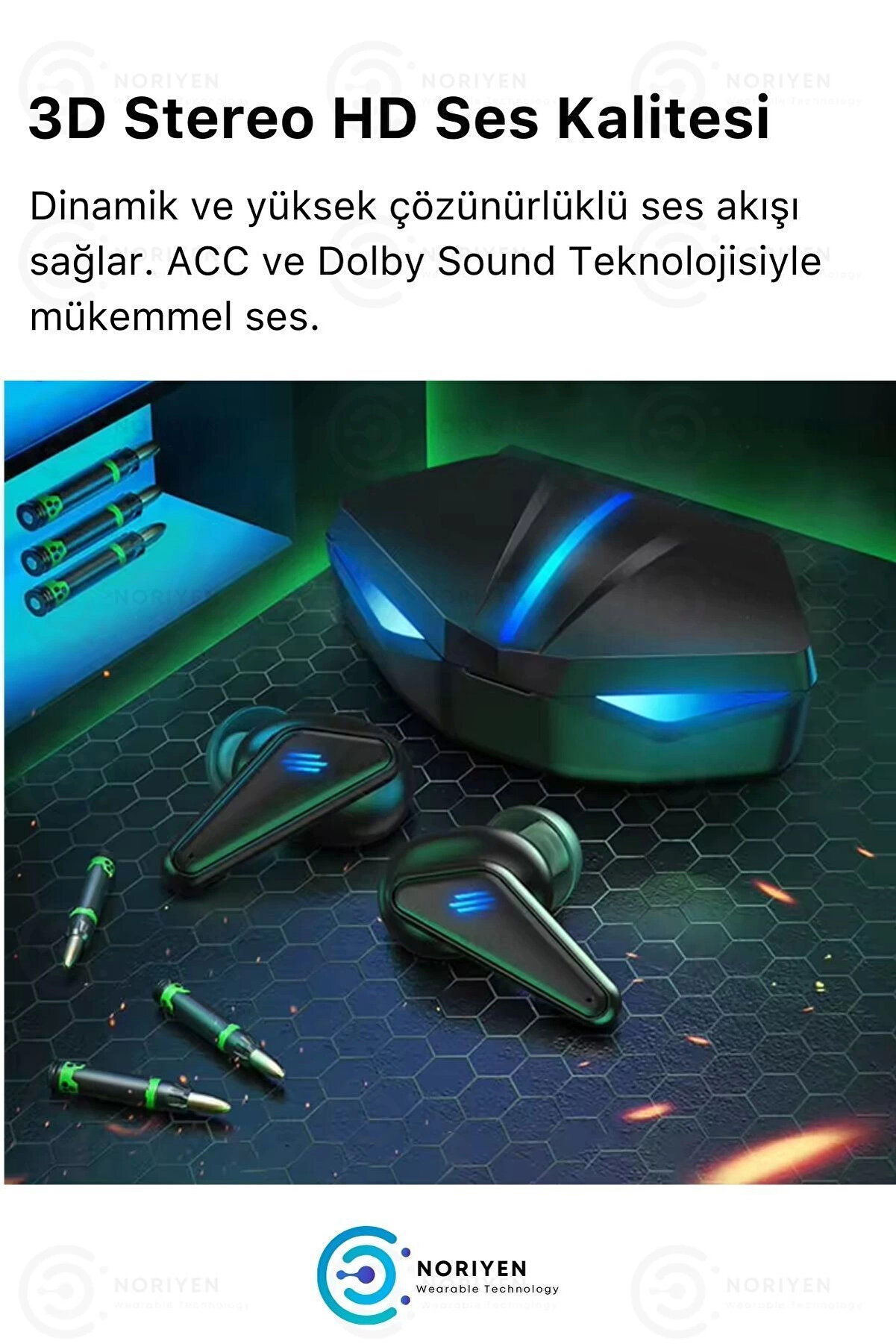 K55 Tws Pro Oyuncu Kulaklığı 3D Stereo Ses Extra Bass Işıklı Mi̇krofonlu Bluetooth Kablosuz Kulaklık