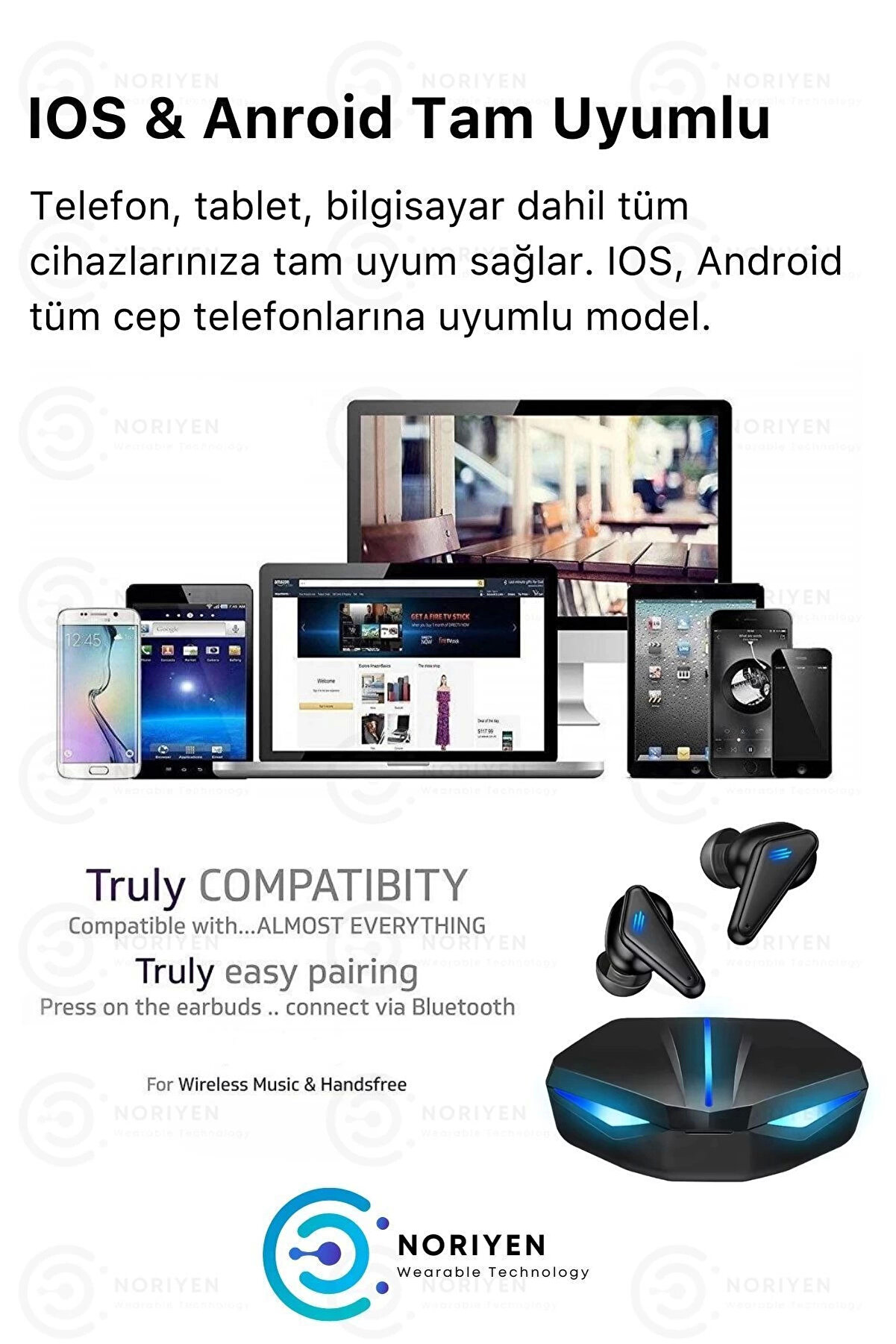 K55 Tws Pro Oyuncu Kulaklığı 3D Stereo Ses Extra Bass Işıklı Mi̇krofonlu Bluetooth Kablosuz Kulaklık