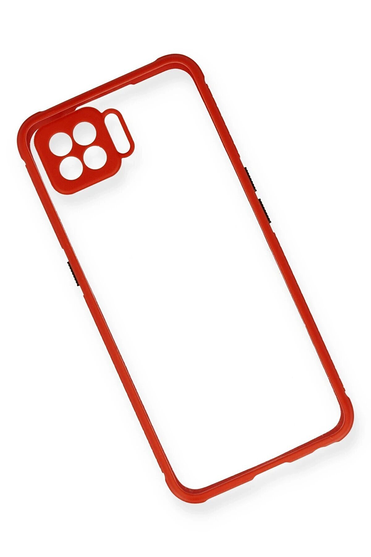 Oppo A73 Kılıf Mi̇ami̇ Şeffaf Si̇li̇kon - Kırmızı - Dropx1533-2461