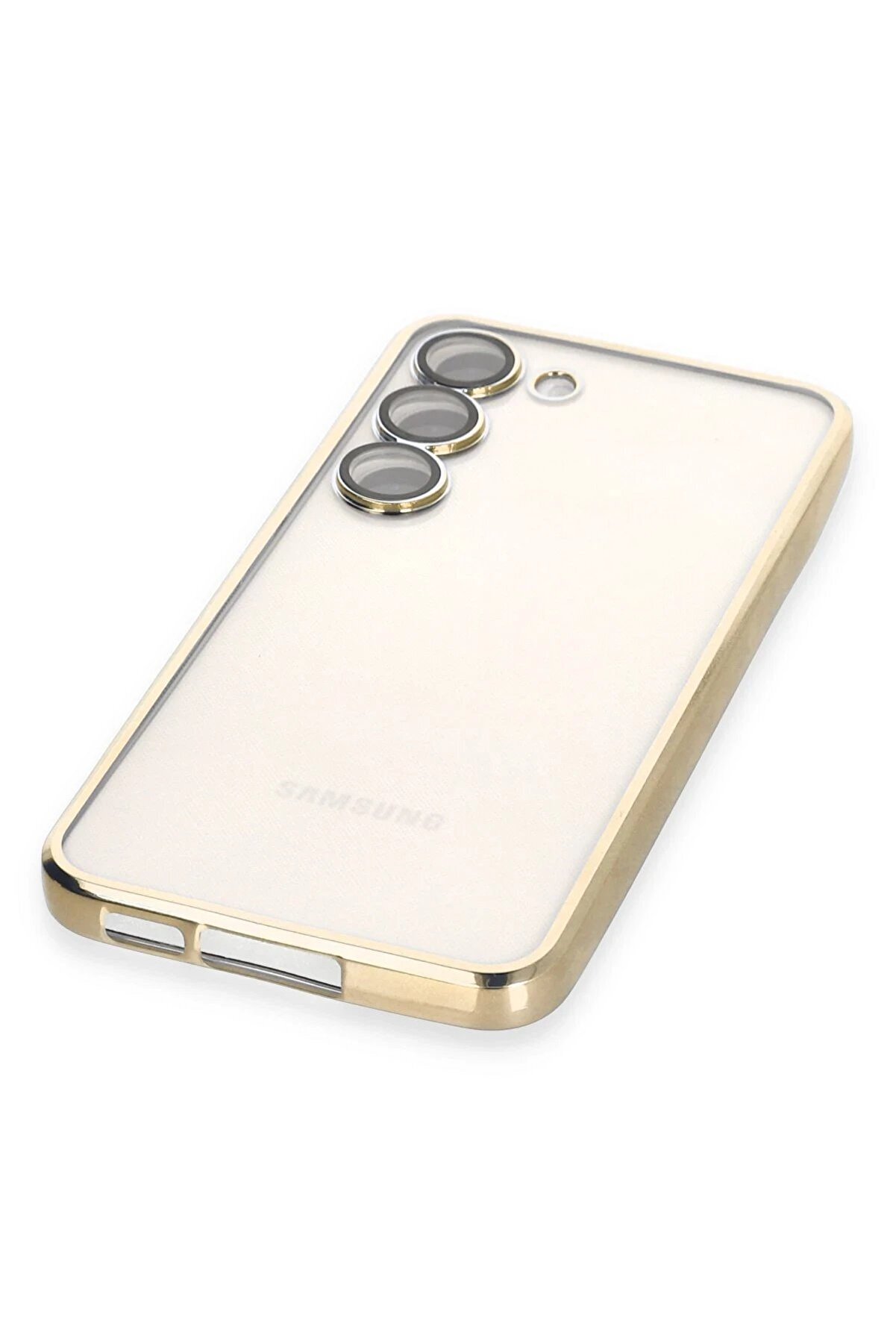 Samsung Galaxy S23 Kılıf Lensli̇ Si̇li̇kon - Gold - Dropx9153-8643