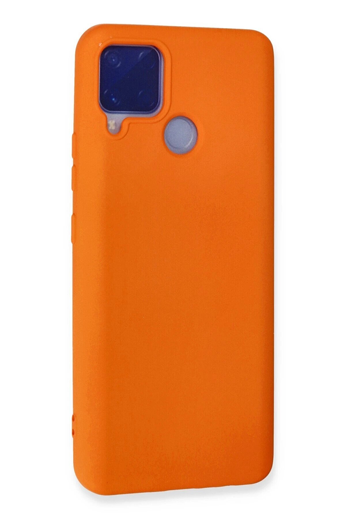 Realme C15 Kılıf Nano İçi̇ Kadi̇fe Si̇li̇kon - Turuncu - Dropx5481-6087