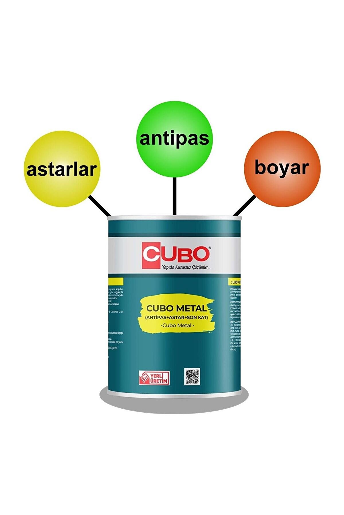 Cubo Metal Pas Boyası Beyaz 0,75 Li̇tre
