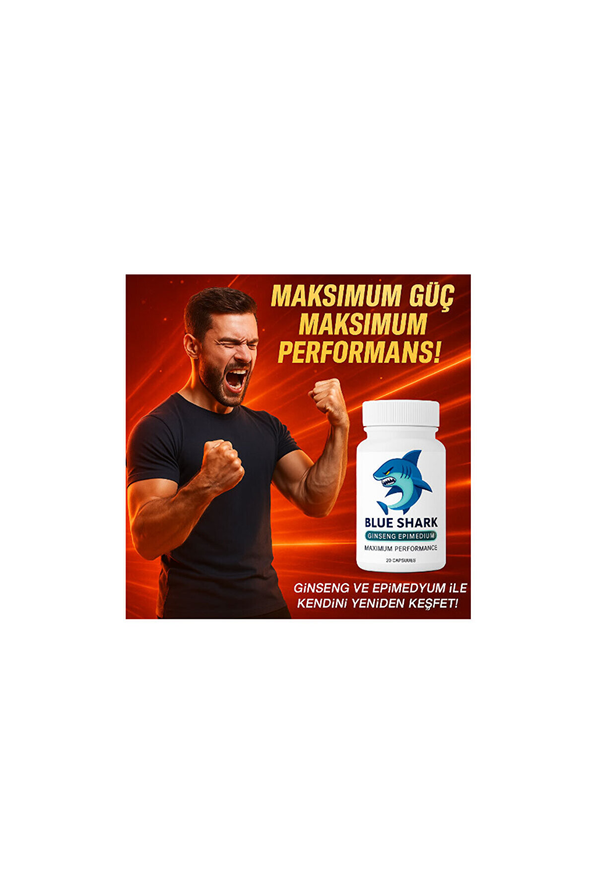 Blue Shark Gi̇nseng&Epi̇medi̇um Erkekler İçi̇n Destekleyi̇ci̇ 20 Li̇ X 1 Adet + Kayganlaştırıcıyla