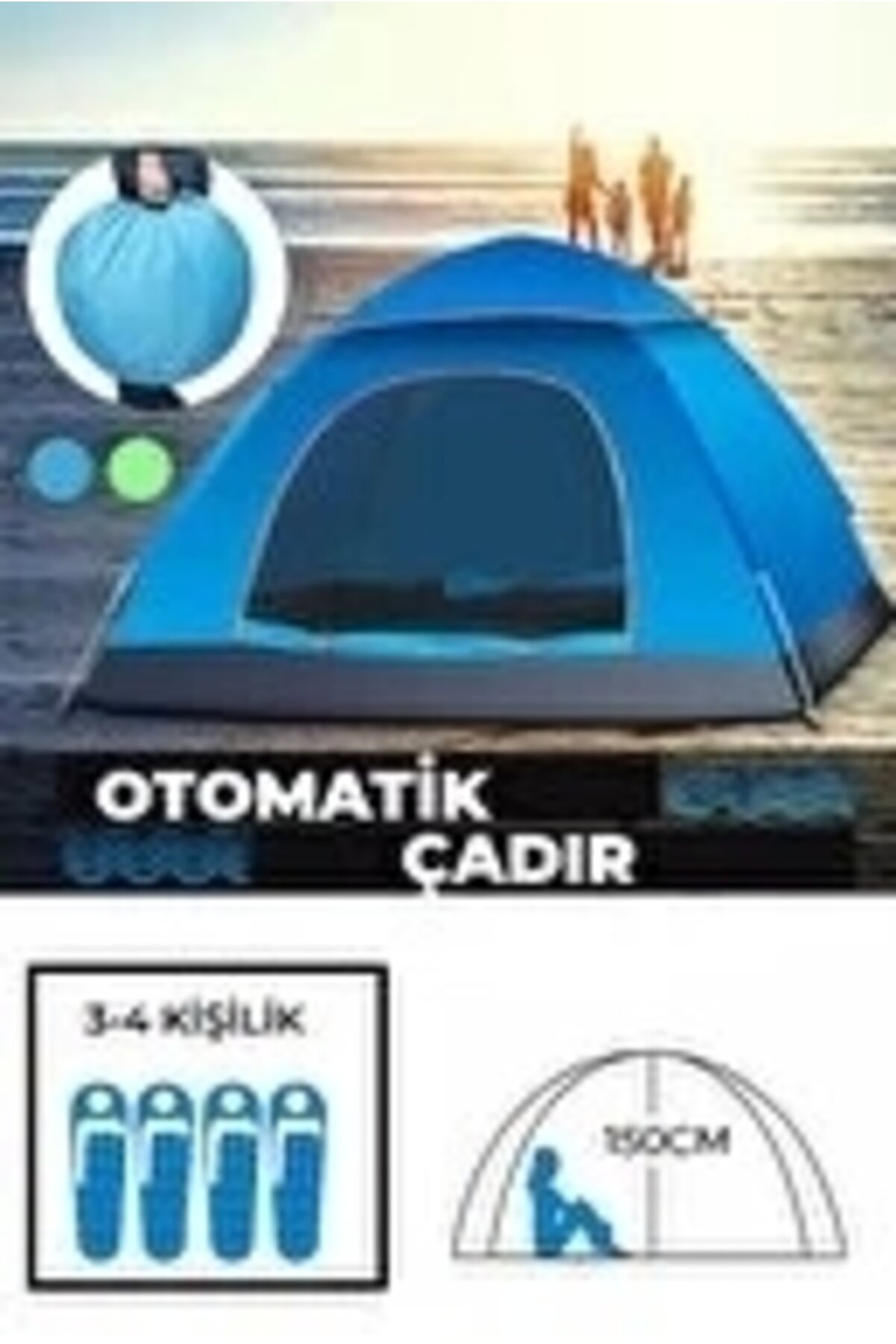 Otomati̇k Havada Açılan Su Geçi̇rmez Çadır 4 Ki̇şi̇li̇k