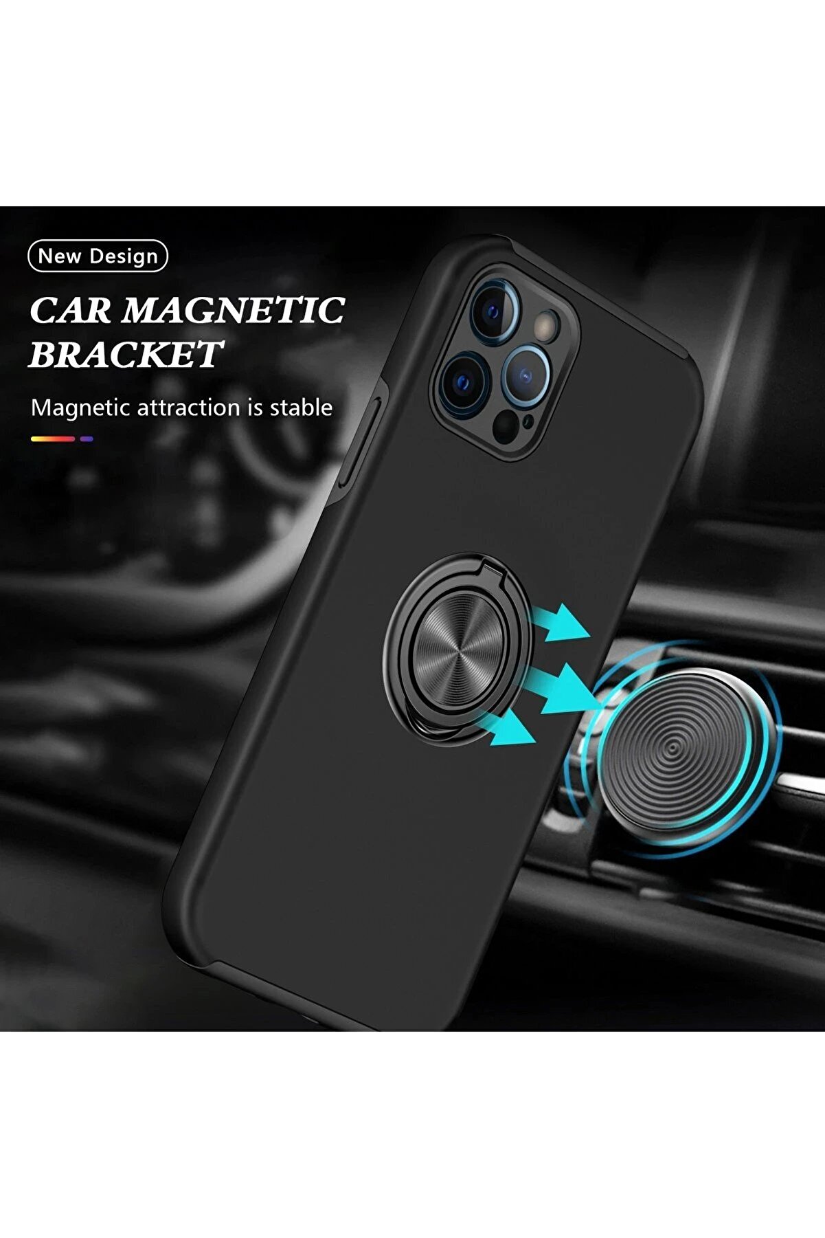 İphone 12 Pro Kılıf Eli̇t Y&uuml;z&uuml;kl&uuml; Kapak - Si̇yah - Dropx3969-7890