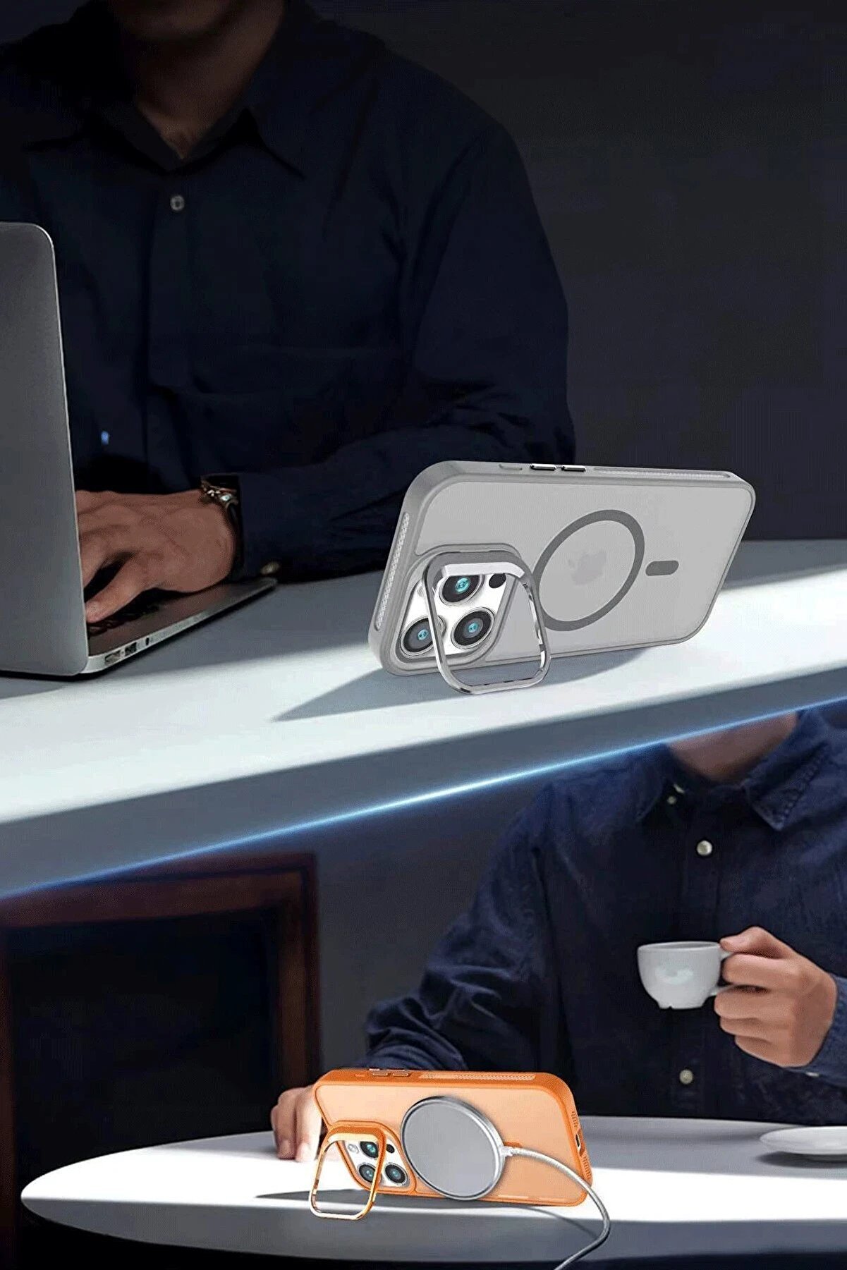 İphone 16 Flet Lens Magsafe Kapak - Deri̇n Mor - Dropx1138-5983