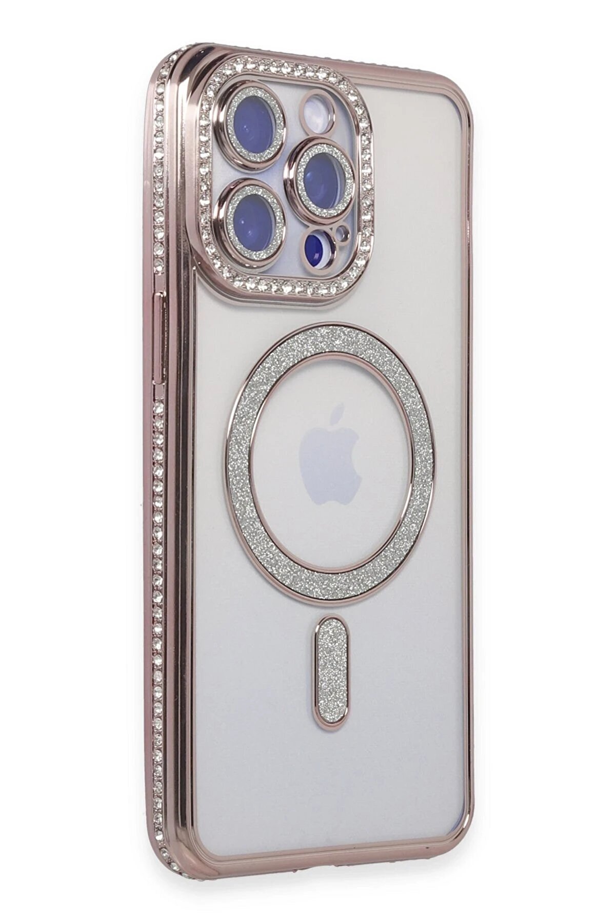 CepteToptan iPhone 15 Pro Kılıf Joke Simli Magneticsafe Kılıf - Pembe - DROPX7413-4669