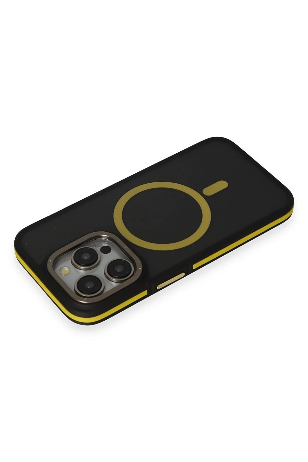 İphone 14 Pro Max Kılıf Rocky Magsafe Kapak - Si̇yah-Sarı - Dropx1573-1658