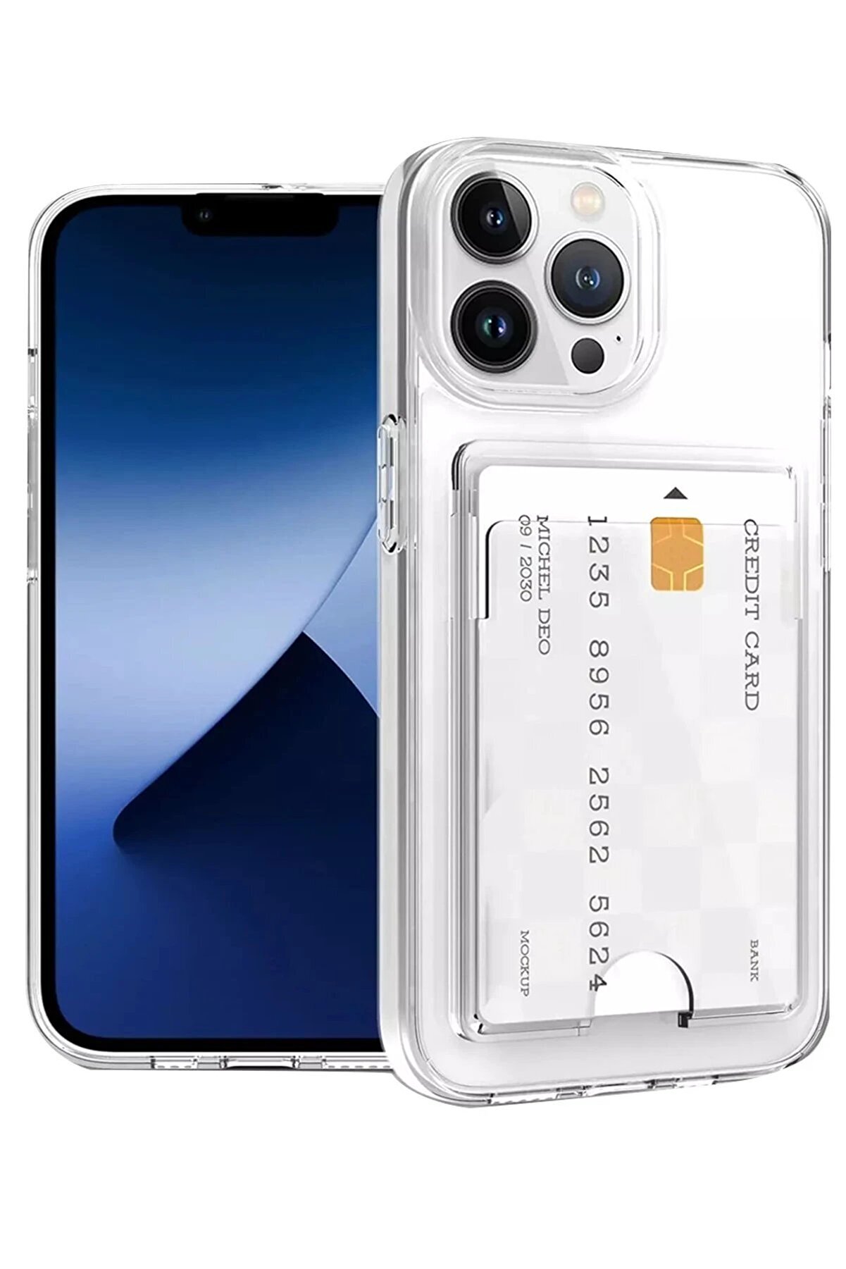 İphone 15 Pro Max Kılıf Kart Şeffaf Si̇li̇kon - Şeffaf - Dropx7310-5817