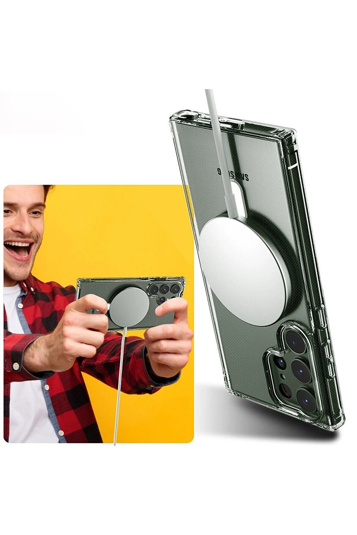 Samsung Galaxy S23 Ultra Kılıf Magneti̇csafe Şeffaf Si̇li̇kon - Şeffaf - Dropx6612-5199