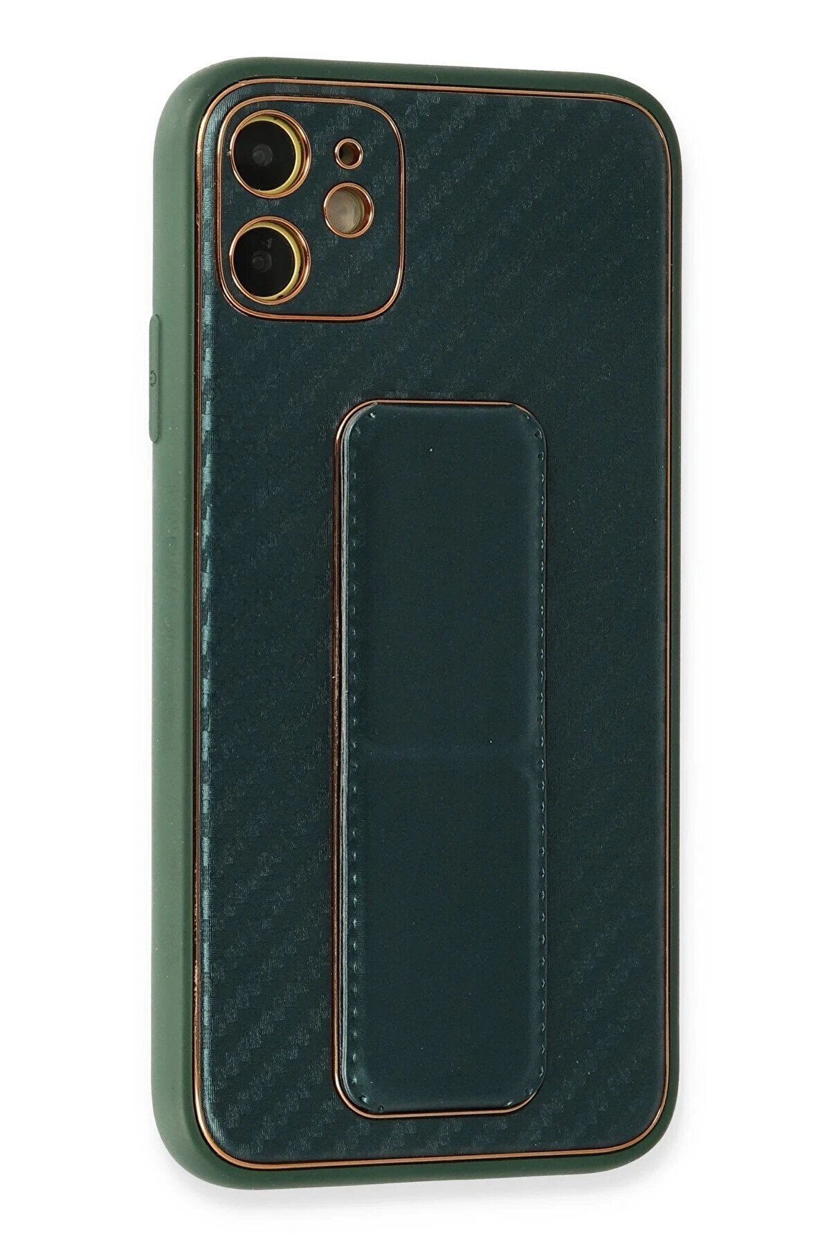 İphone 12 Kılıf Coco Karbon Standlı Kapak - Yeşi̇l - Dropx2631-7893