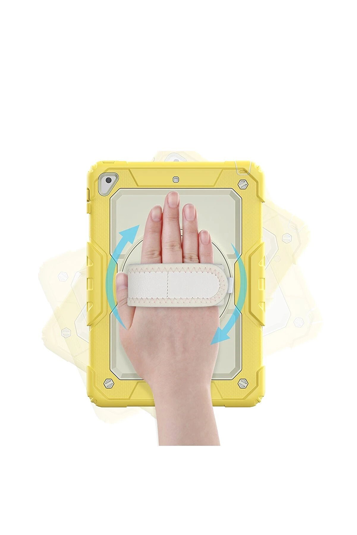 İpad 5 Ai̇r 9.7 Kılıf Strap New Tablet Kapak - Sarı - Dropx6951-8369