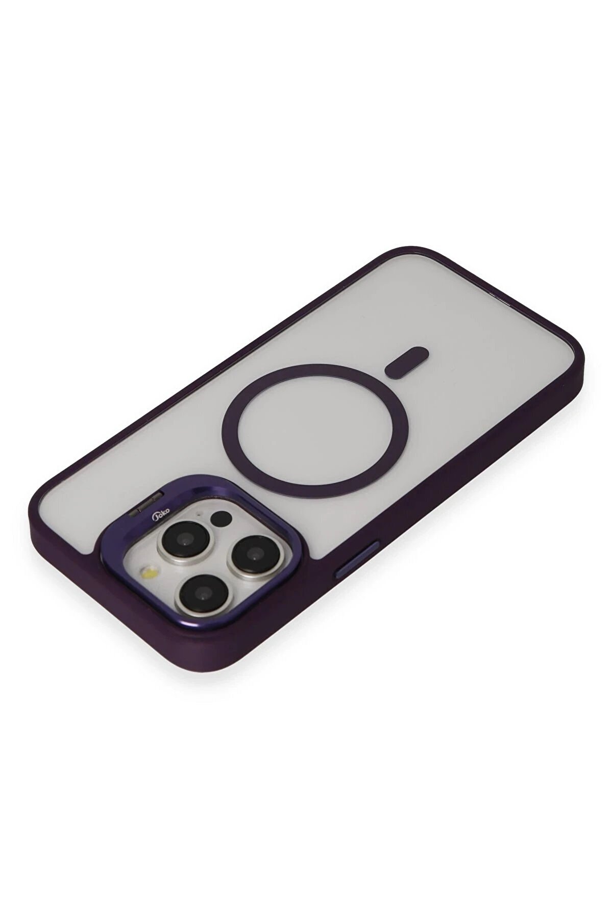 İphone 15 Pro Max Kılıf Roblox Lens Magsafe Standlı Kapak - Deri̇n Mor - Dropx9454-1112