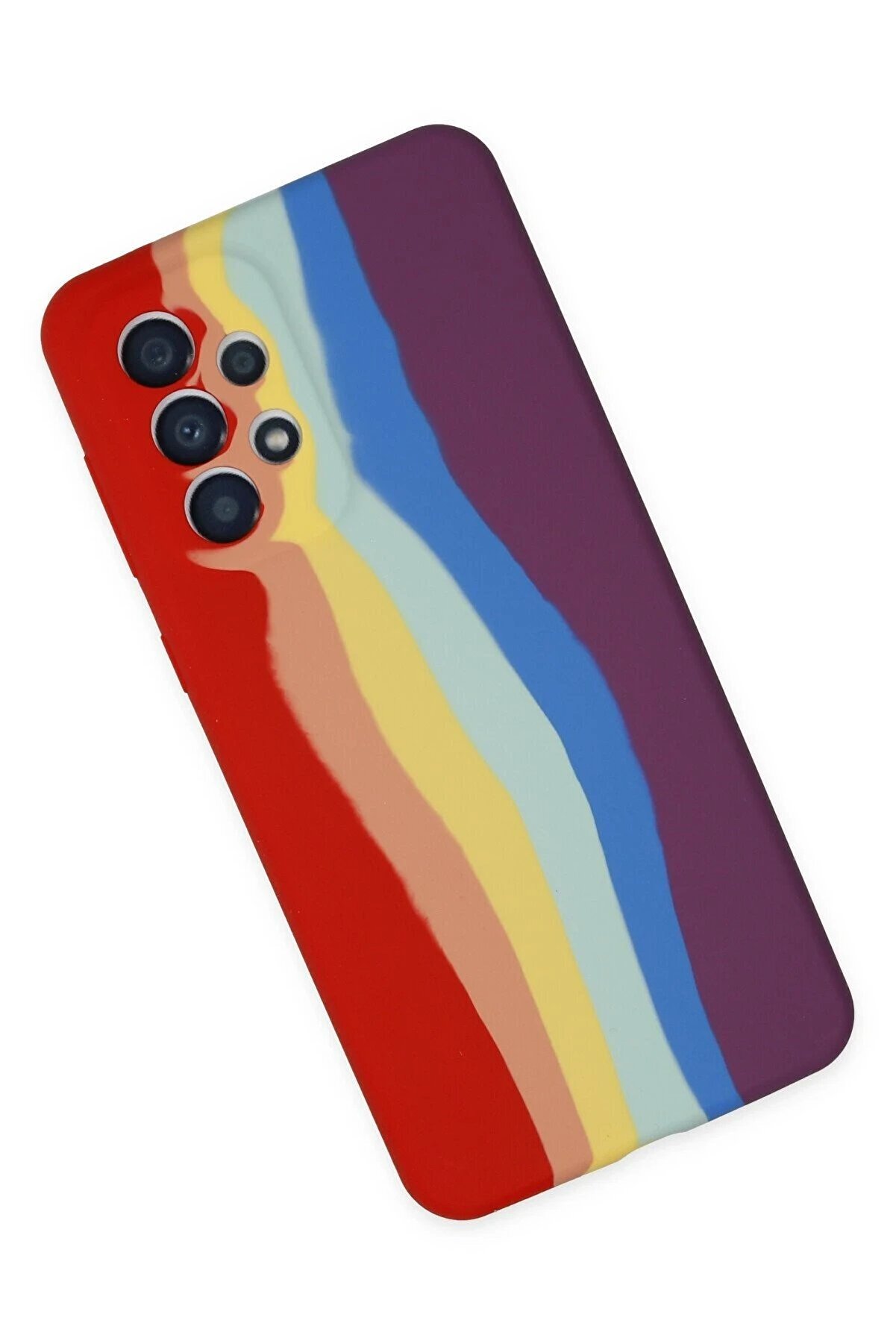 Samsung Galaxy A53 5G Kılıf Ebruli̇ Lansman Si̇li̇kon - Kırmızı-Mor - Dropx8780-5428