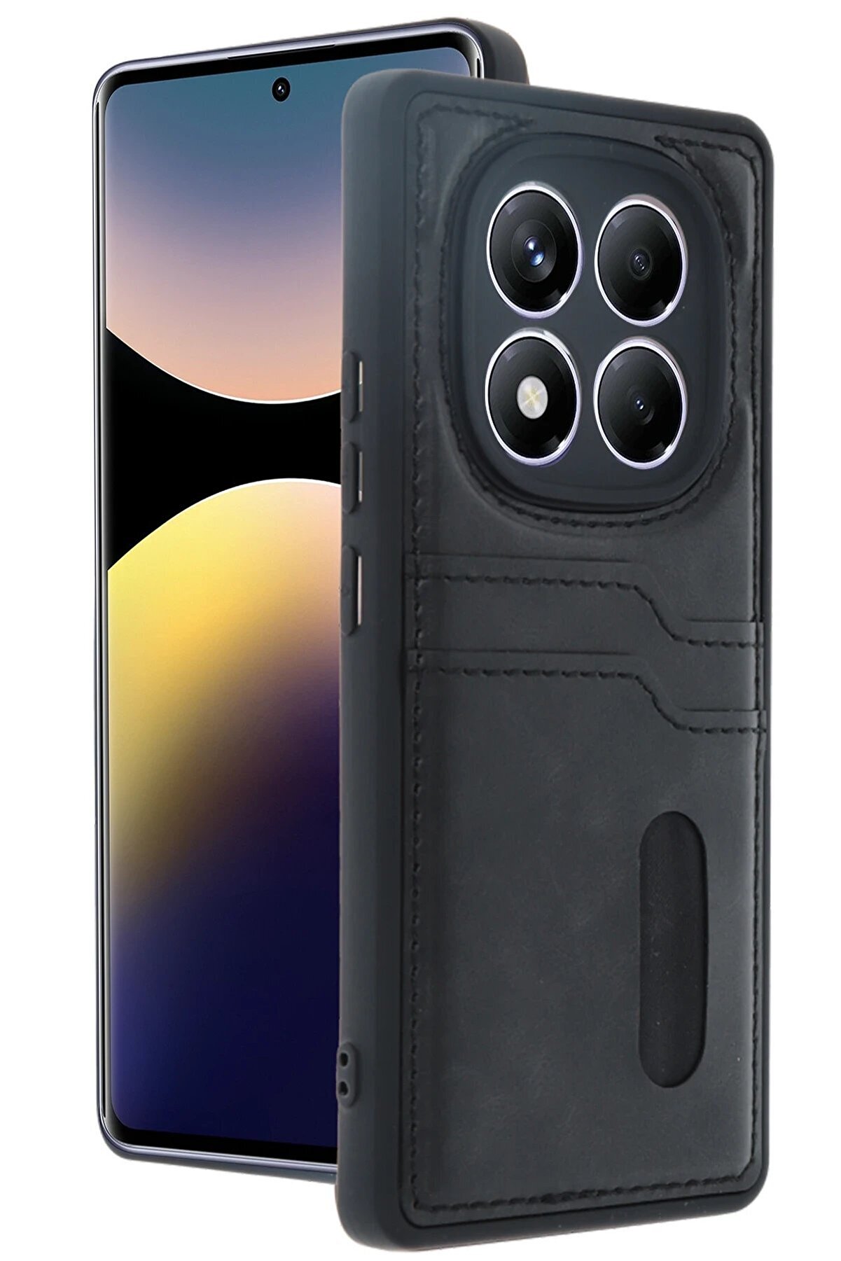 Xi̇aomi̇ Redmi̇ Note 14 Pro 5G Kılıf Sara Kartvi̇zi̇tli̇ Deri̇ Kılıf - Si̇yah - Dropx6874-3038