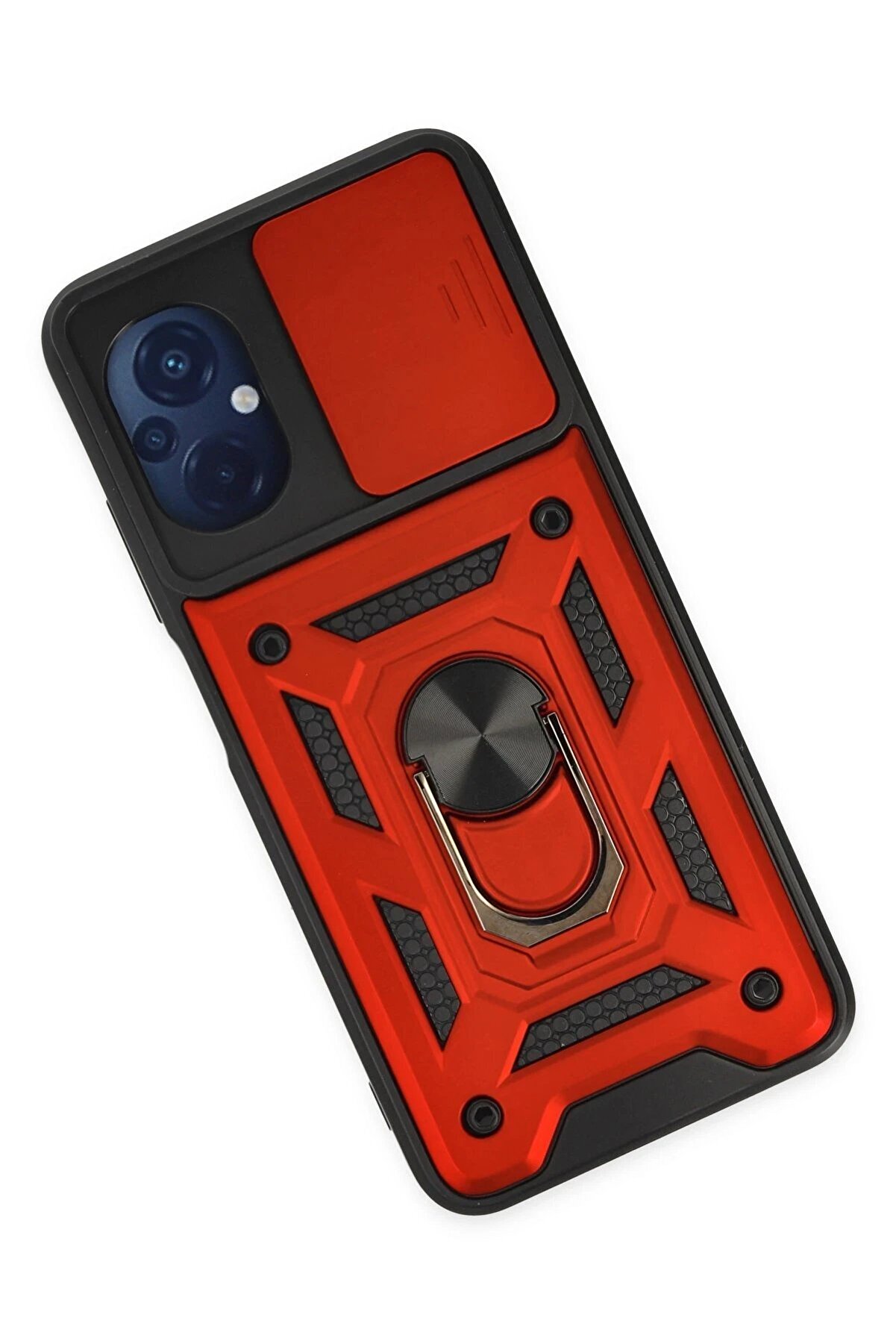 Xi̇aomi̇ Poco M5 Kılıf Pars Lens Yüzüklü Si̇li̇kon - Kırmızı - Dropx6340-9065