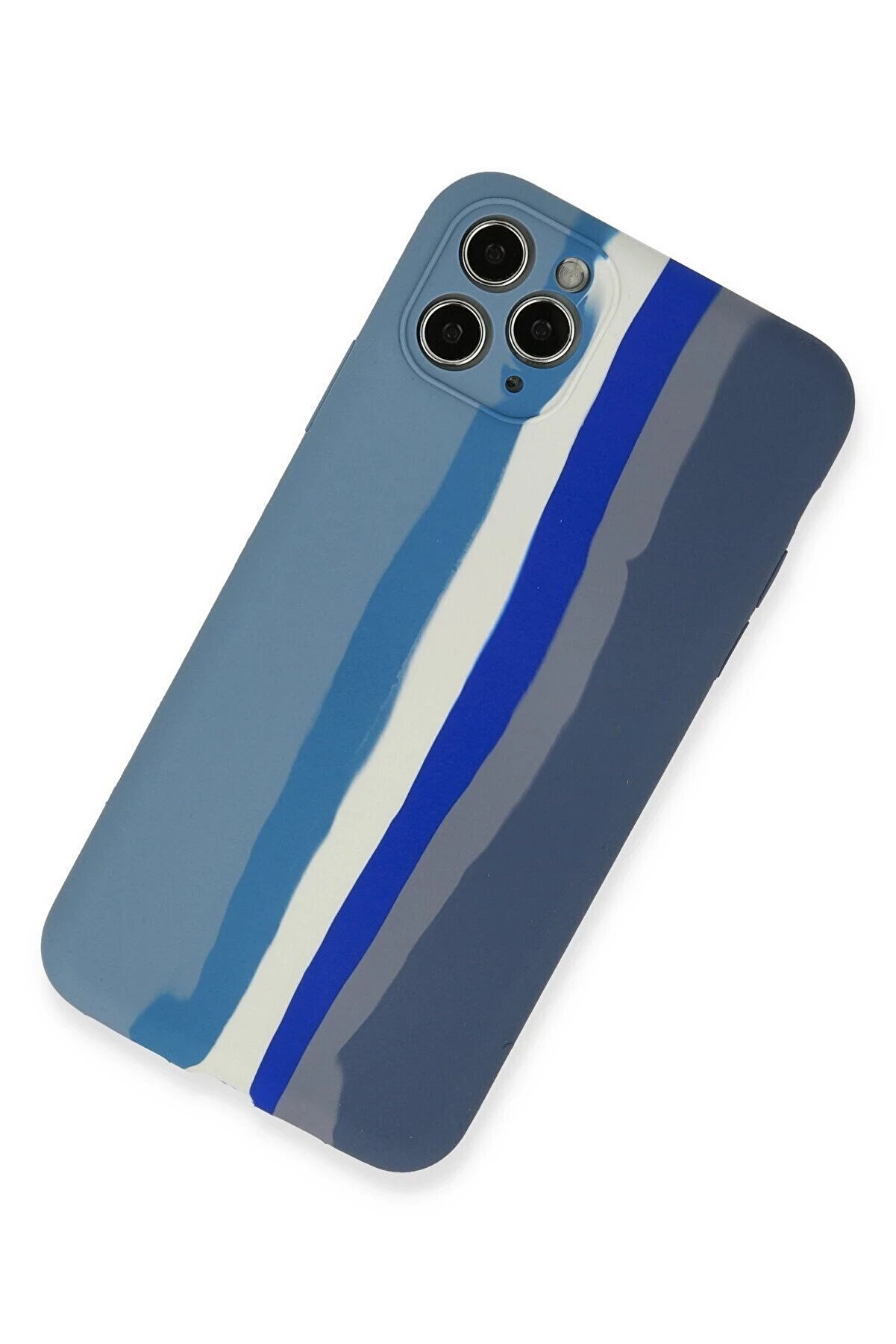 İphone 11 Pro Kılıf Ebruli̇ Lansman Si̇li̇kon - Mavi̇-Gri̇ - Dropx2235-3349