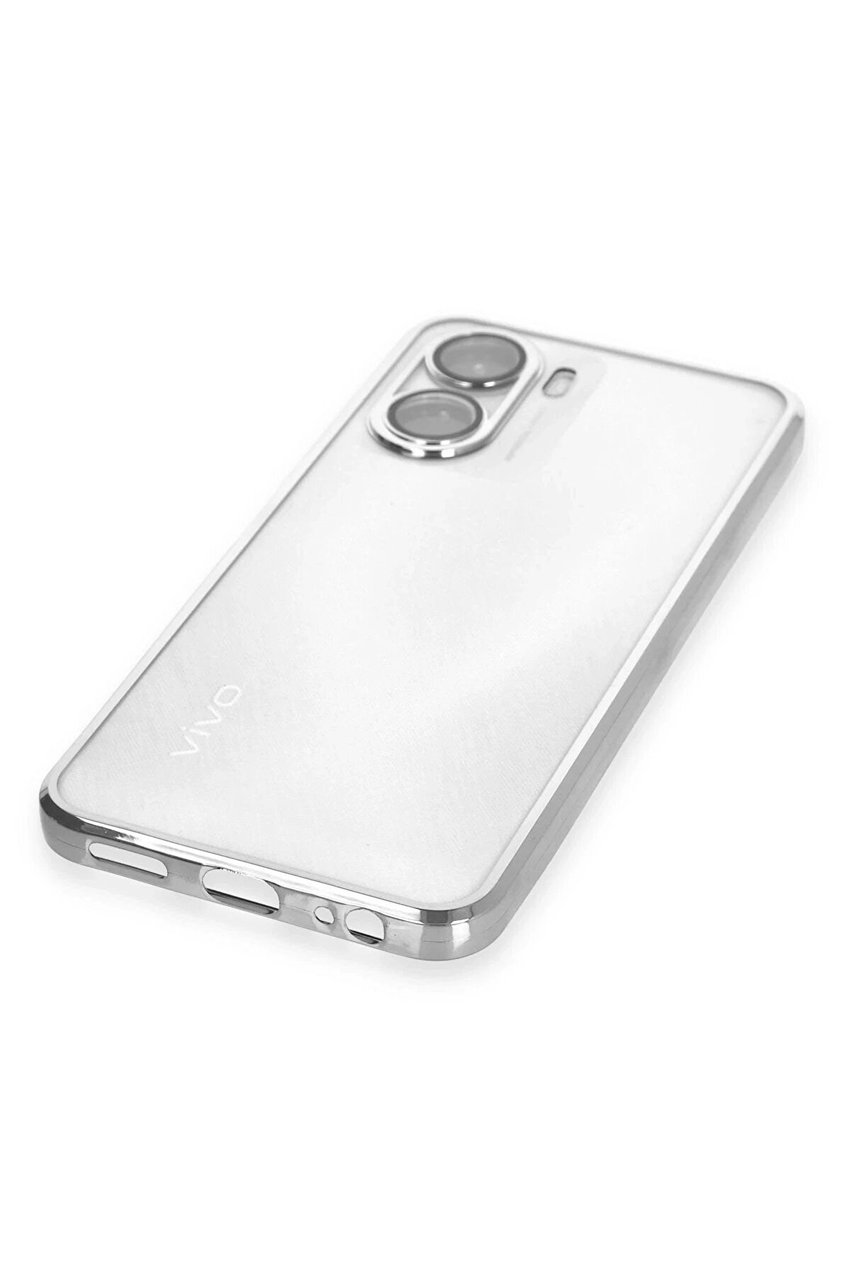Vi̇vo Y16 Kılıf Lensli̇ Si̇li̇kon - Gümüş - Dropx3019-6338